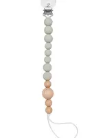 LOULOU LOLLIPOP Colour Block Silicone & Wood Pacifier Clip - Cool Gray