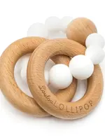 LOULOU LOLLIPOP Bubble Sillicone and Wood Teether - White