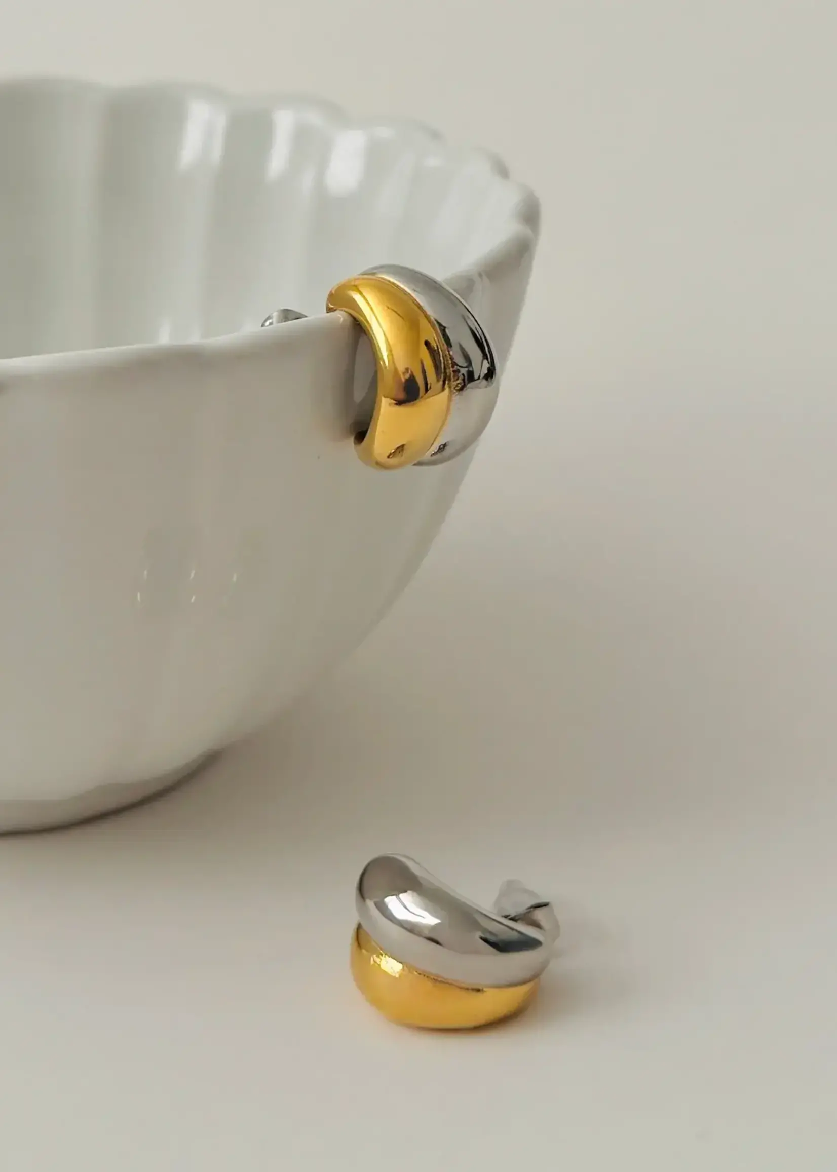 NAMASTE JEWELRY Maxi Two Tone Earrings