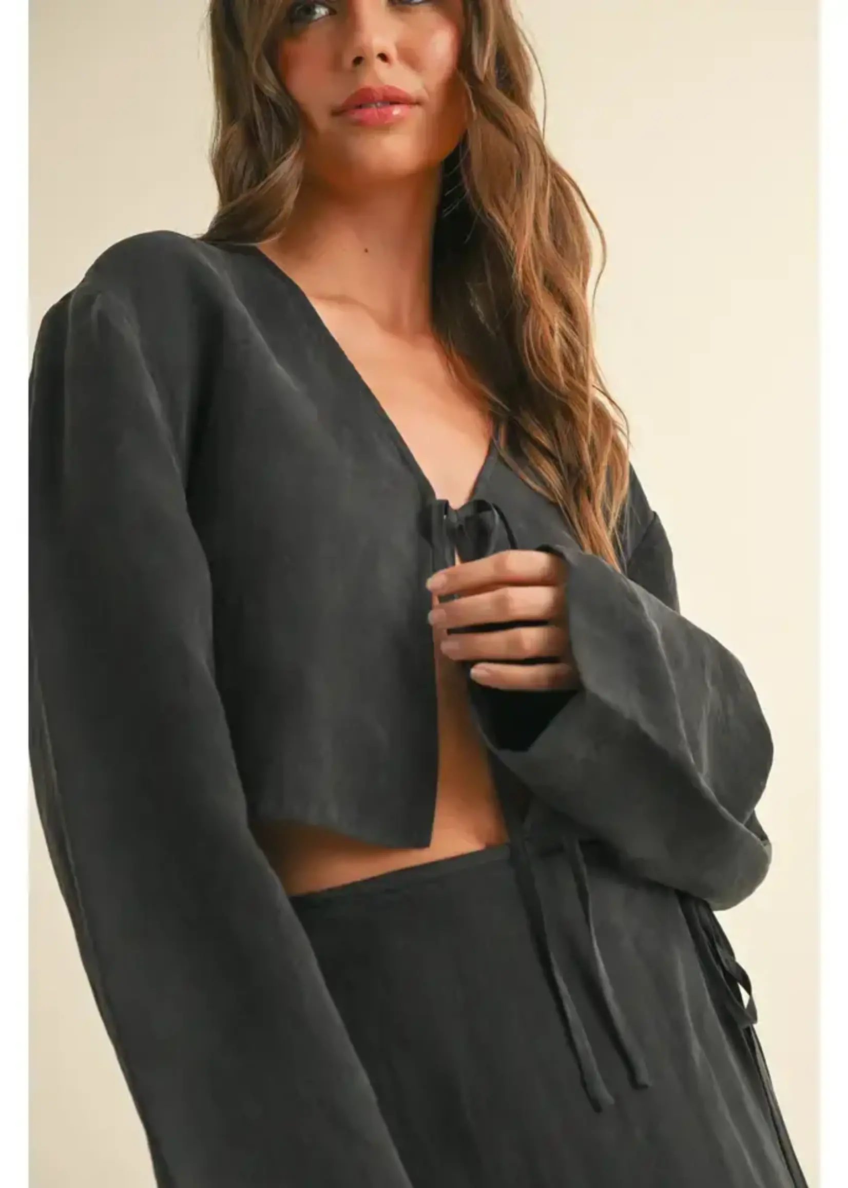 MIOU MUSE Tie Front Top