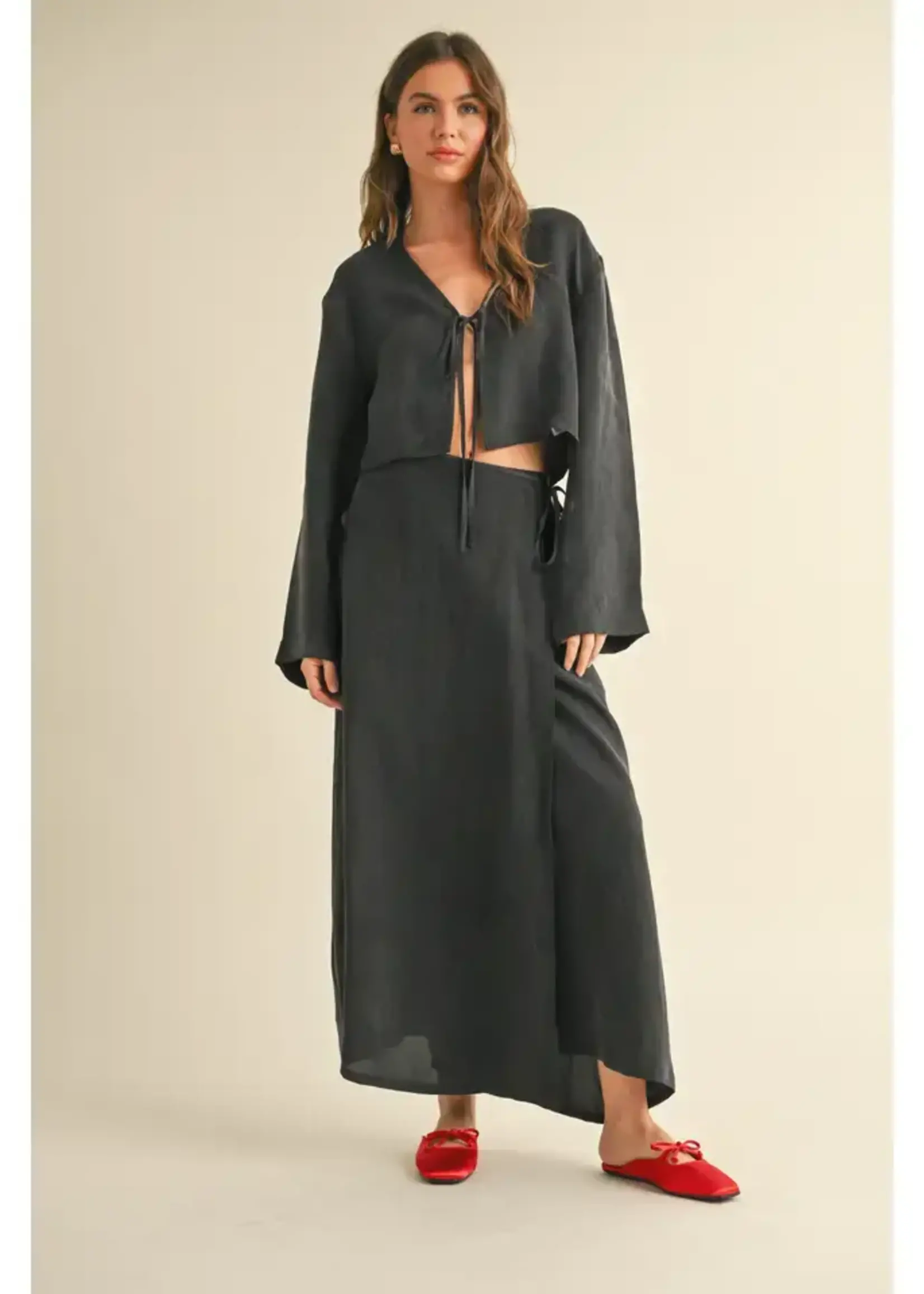 MIOU MUSE Tie Front Top