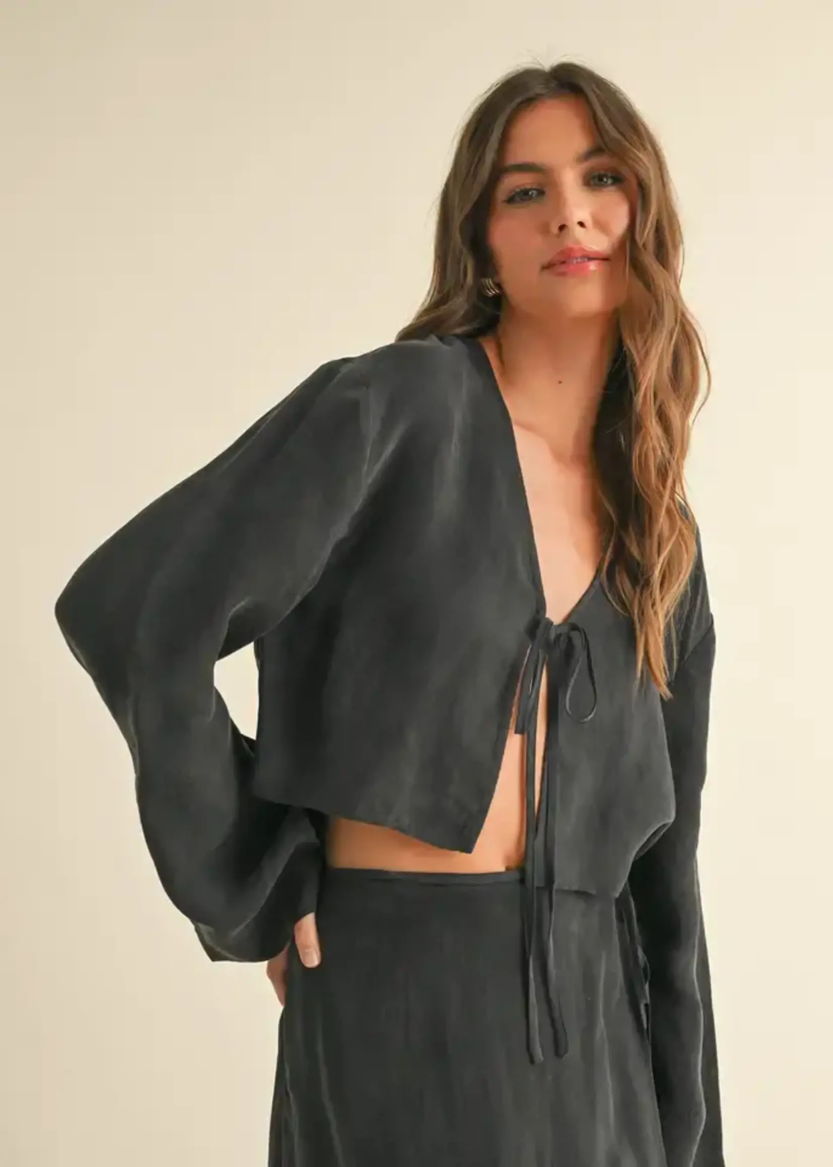 MIOU MUSE Tie Front Top