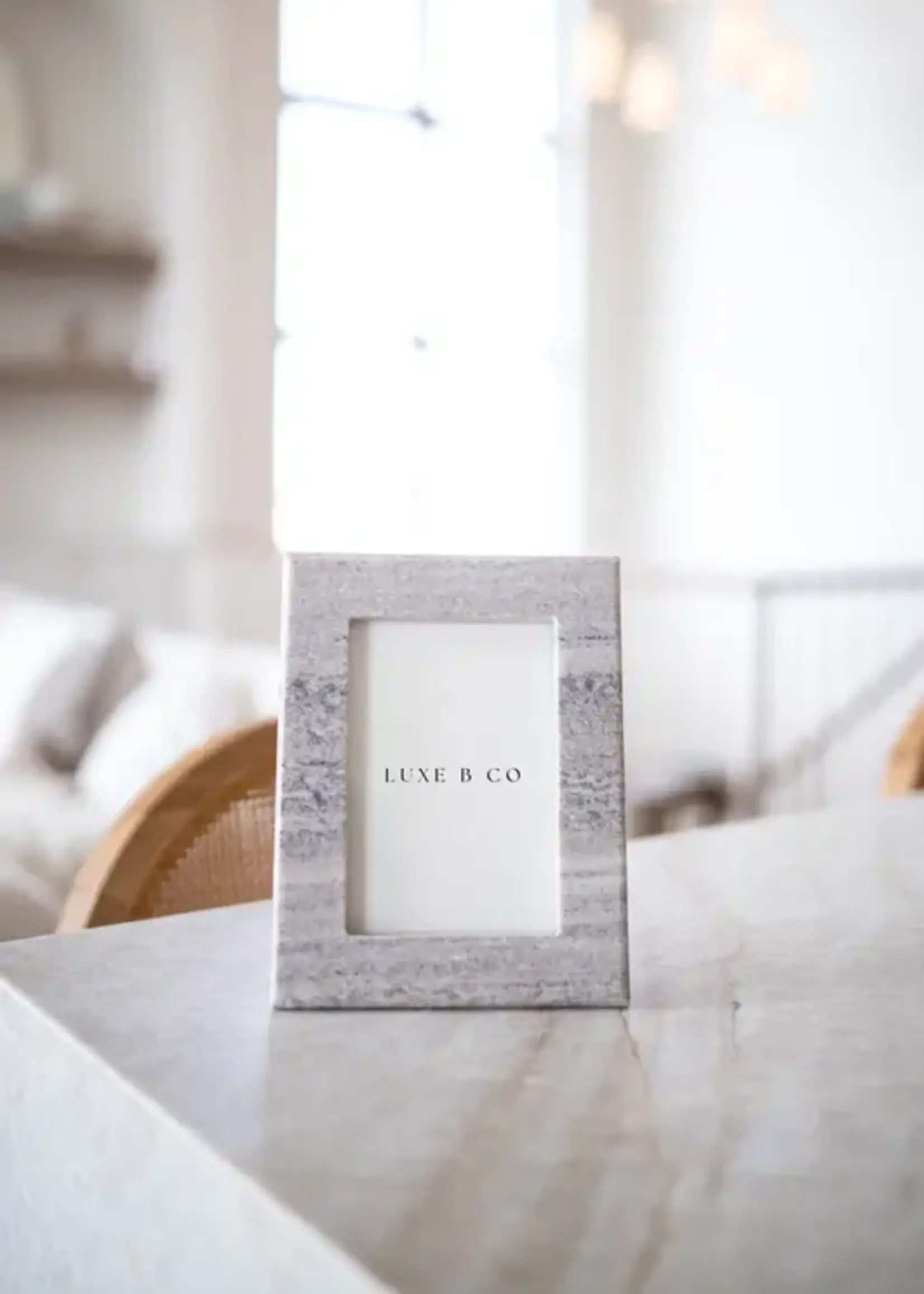 LUXE B CO Hand Cut Beige Marble Photo Frame