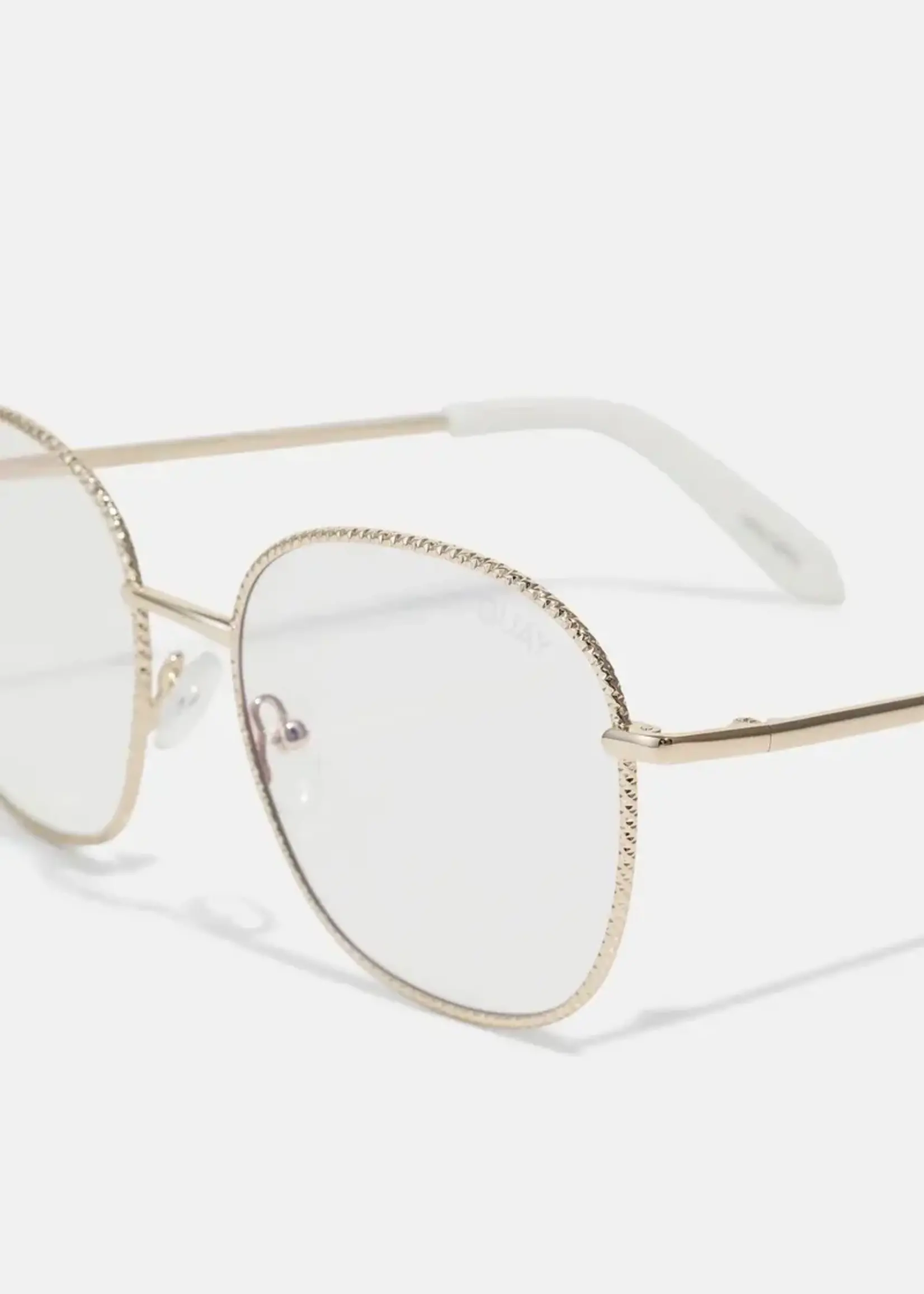 QUAY JEZABELL Textured Blue Light Glasses, GOLD