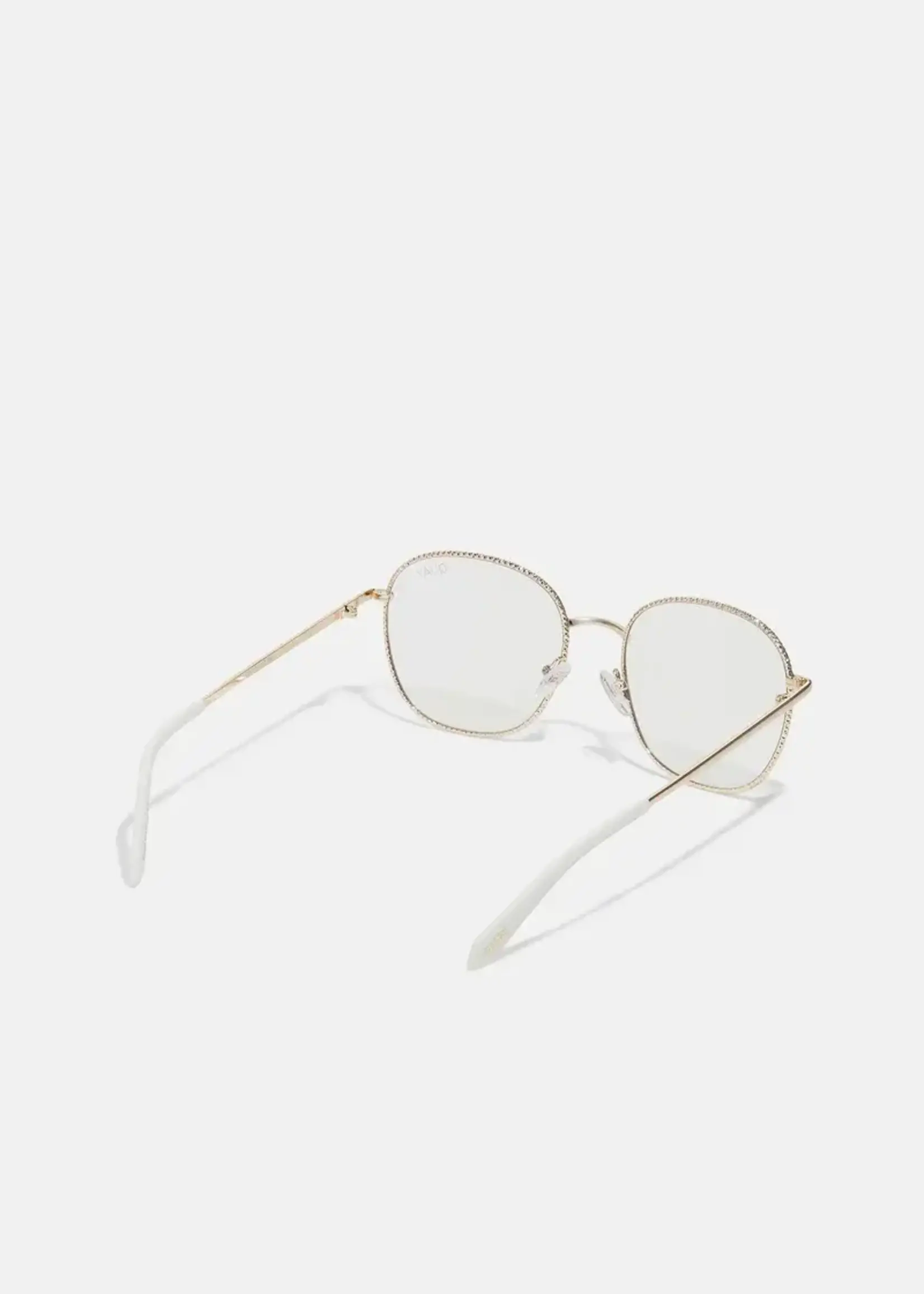 QUAY JEZABELL Textured Blue Light Glasses, GOLD