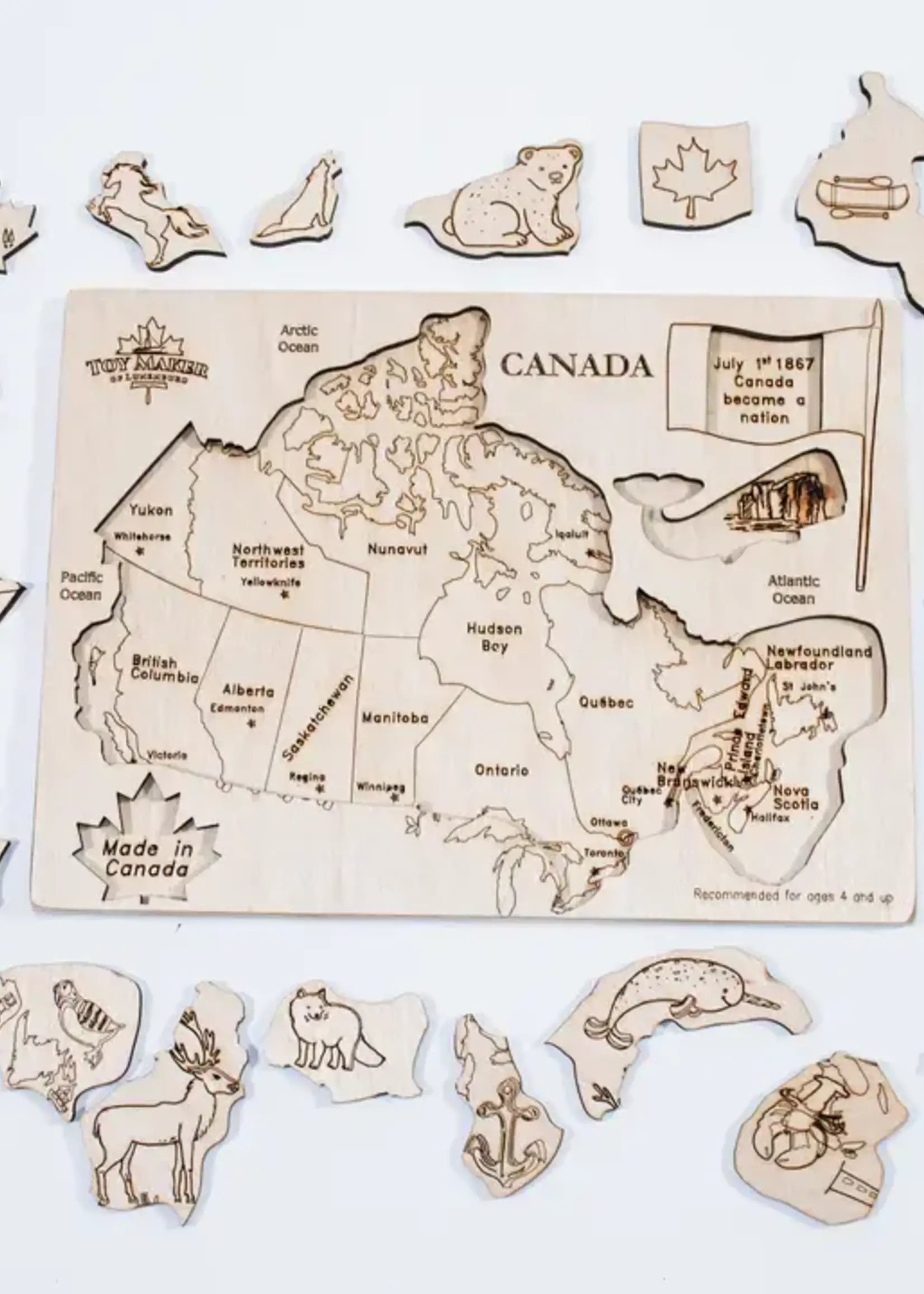 LeBLANC finds Kids Canada Map Puzzle with Native Animals