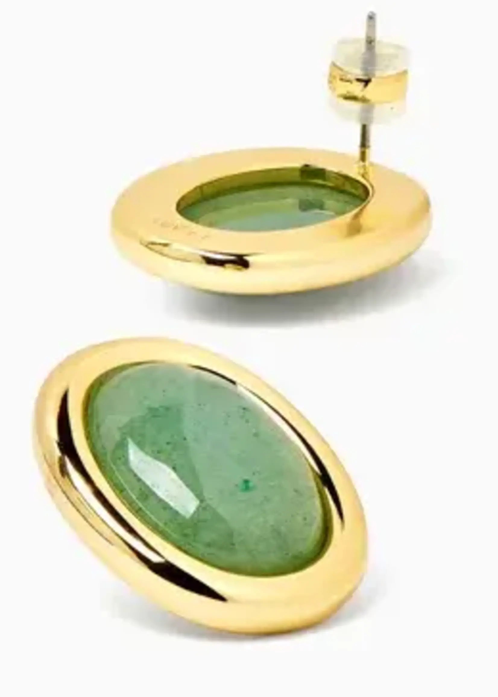 LUV AJ Sunset Stone Studs - Green/ Gold