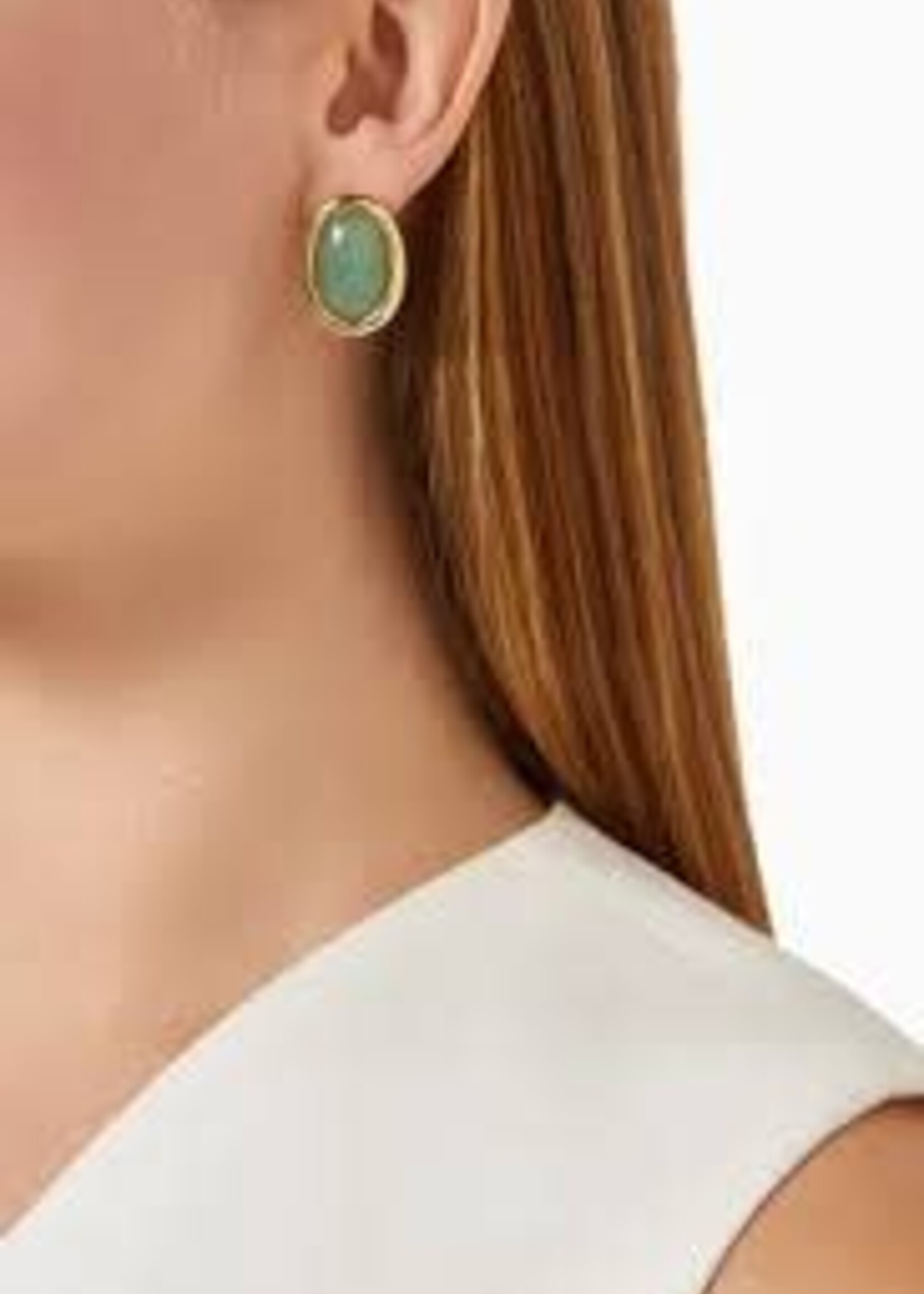 LUV AJ Sunset Stone Studs - Green/ Gold