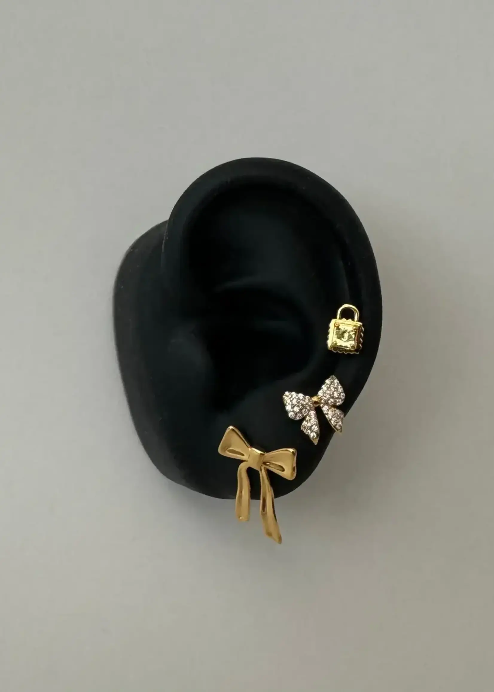 NAMASTE JEWELRY Pave Bow Studs- Gold