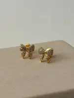 NAMASTE JEWELRY Pave Bow Studs- Gold