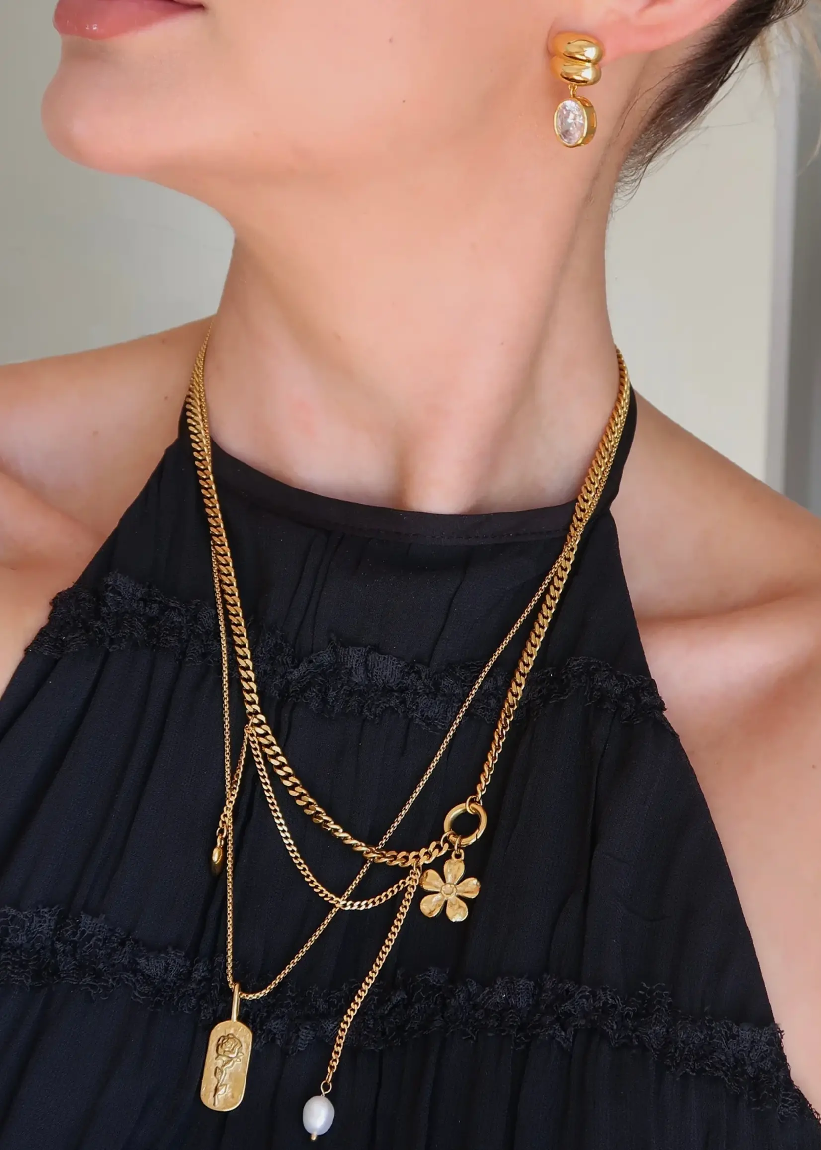 NAMASTE JEWELRY Rose Necklace- Gold