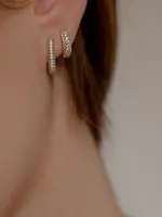 NAMASTE JEWELRY Rectangle Stone Earrings - Gold with White Stone