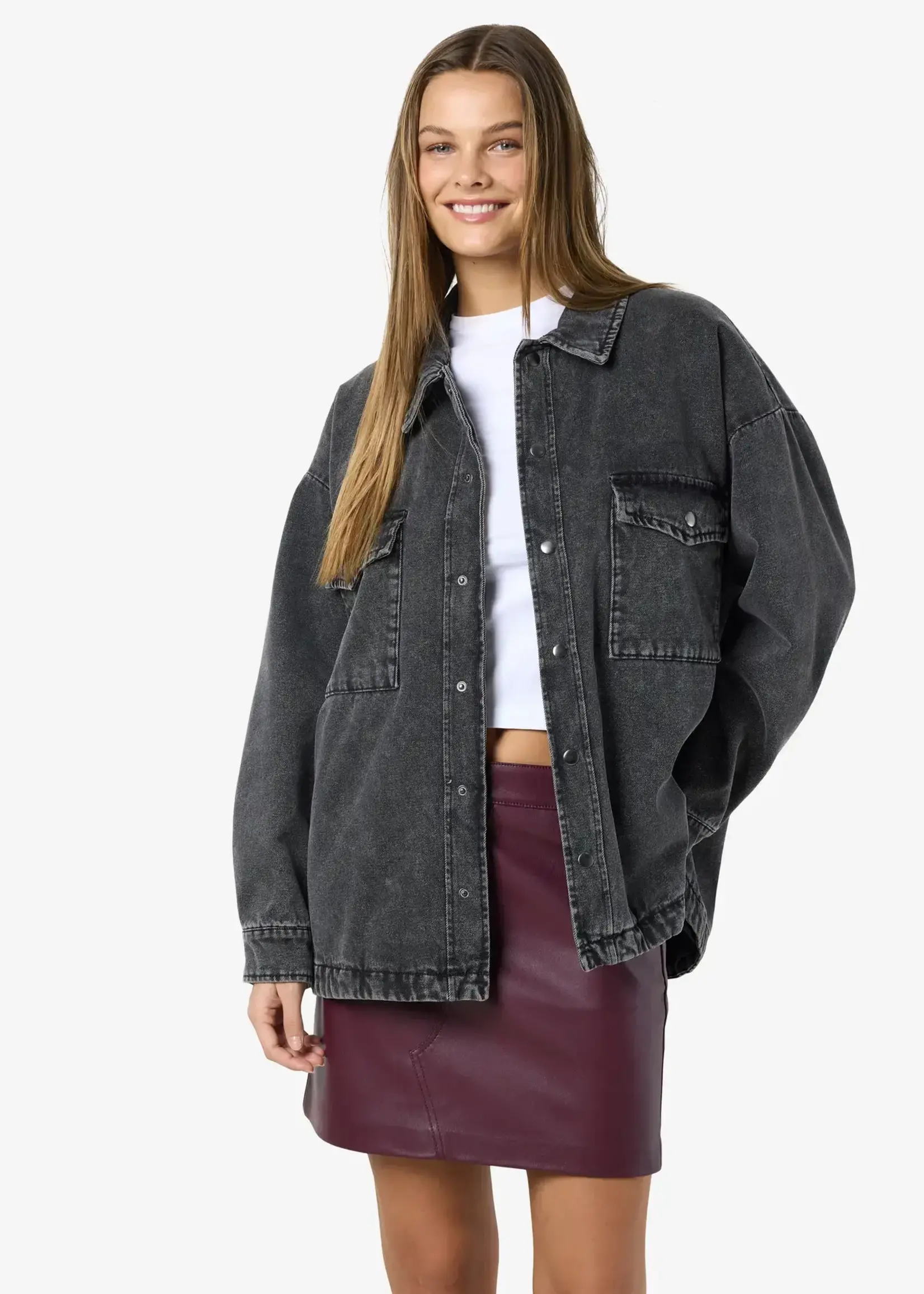 NOISY MAY NMPEYTON Quilted Denim Overshirt