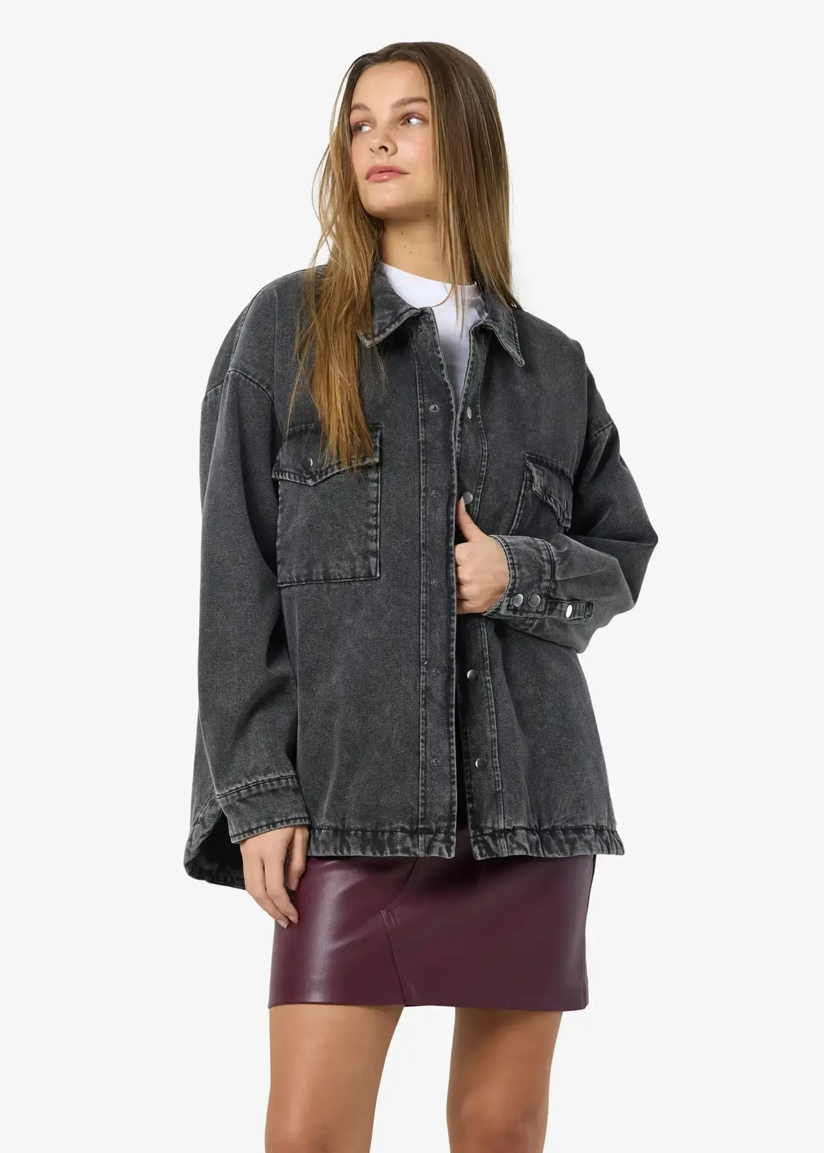 NOISY MAY NMPEYTON Quilted Denim Overshirt