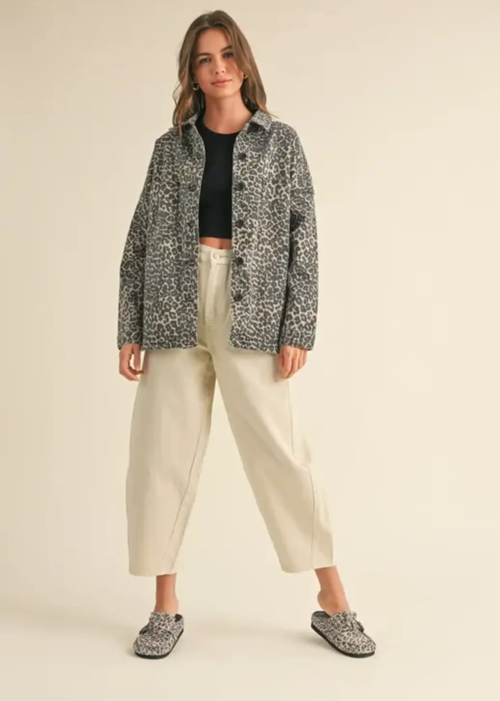 MIOU MUSE Leopard Stretch Shacket