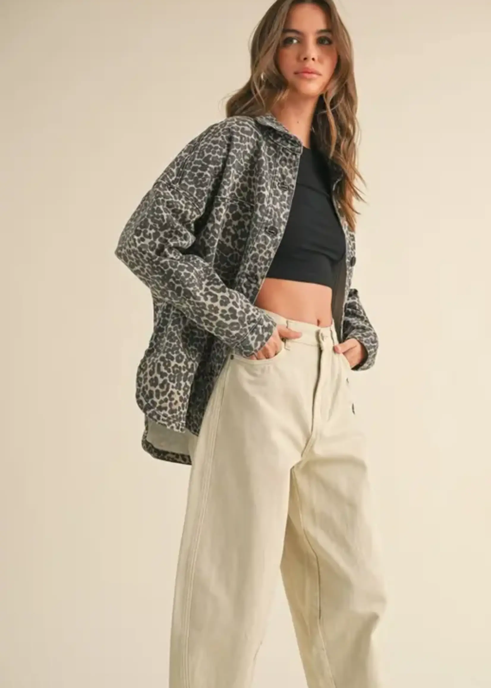 MIOU MUSE Leopard Stretch Shacket