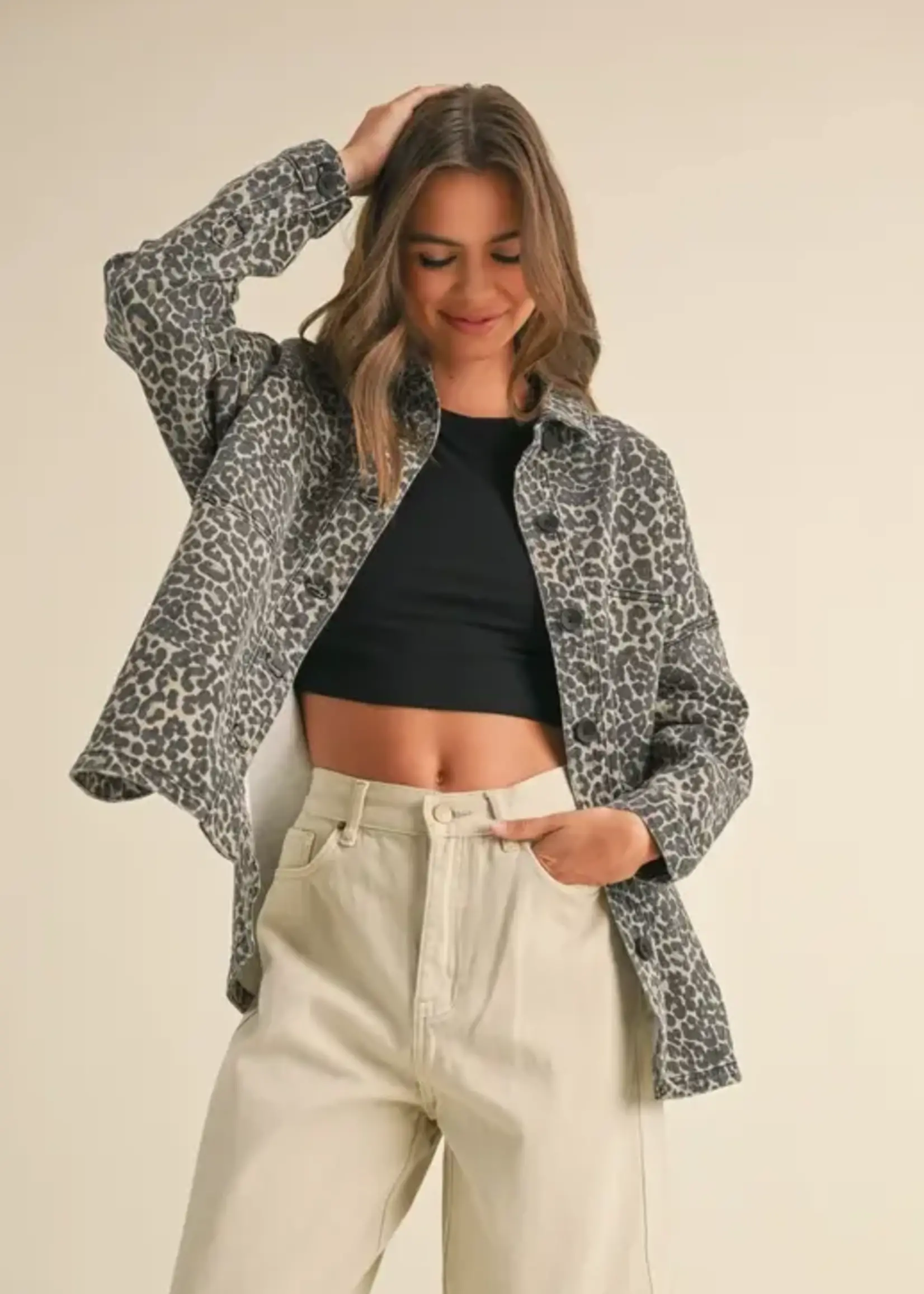 MIOU MUSE Leopard Stretch Shacket