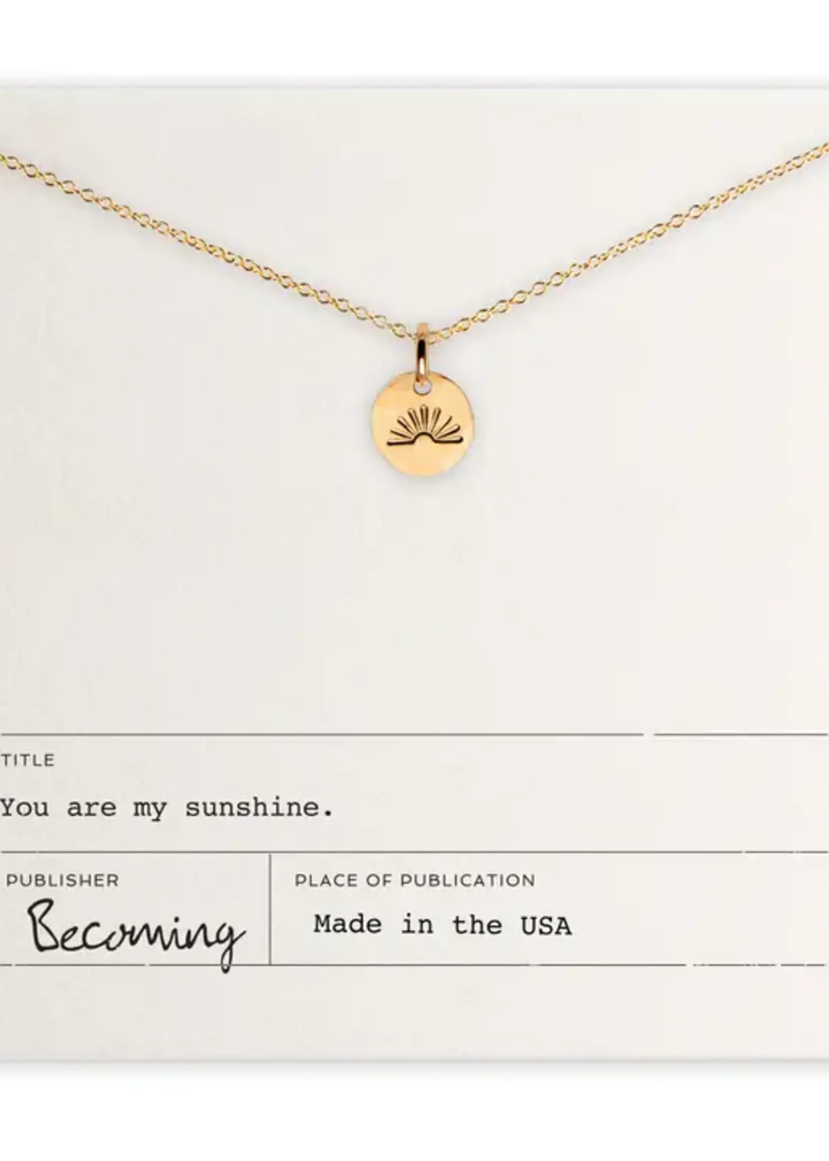 BECOMING JEWELRY You Are My Sunshine necklace, 18" Gold Fill