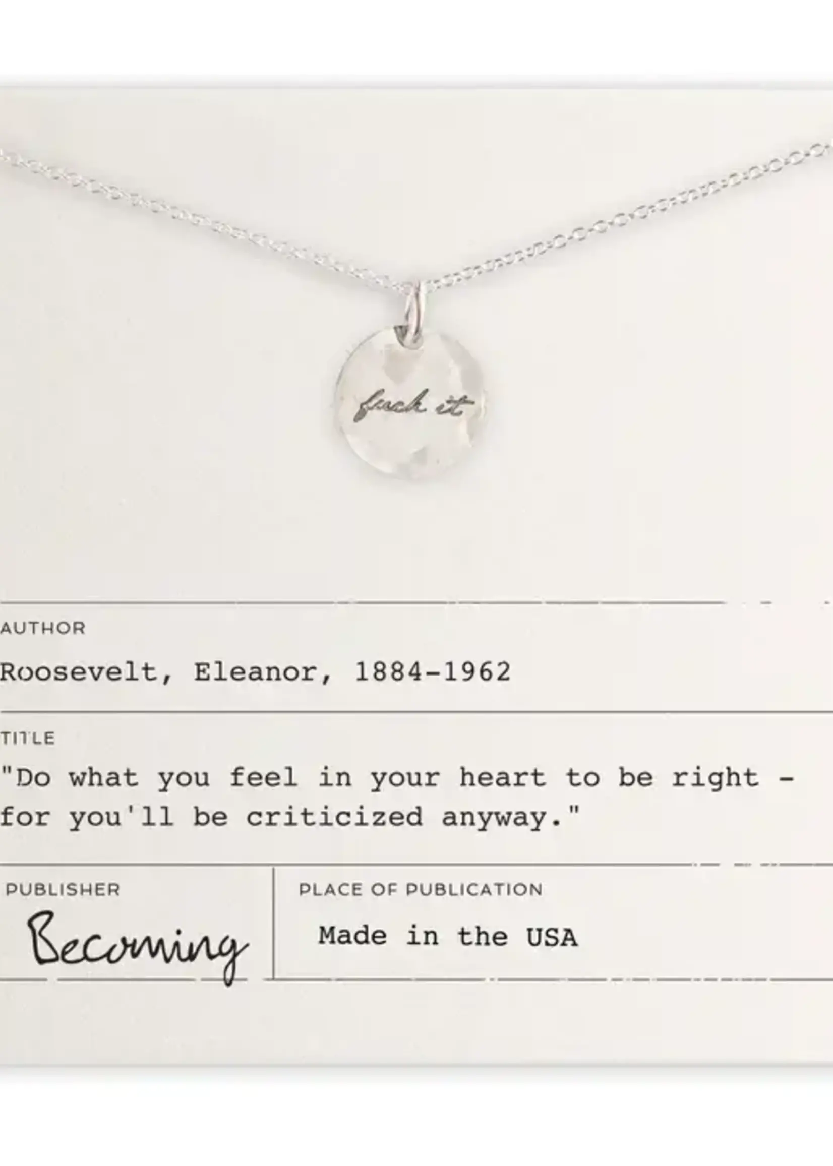 BECOMING JEWELRY Fuck it Necklace, Sterling Silver 18"