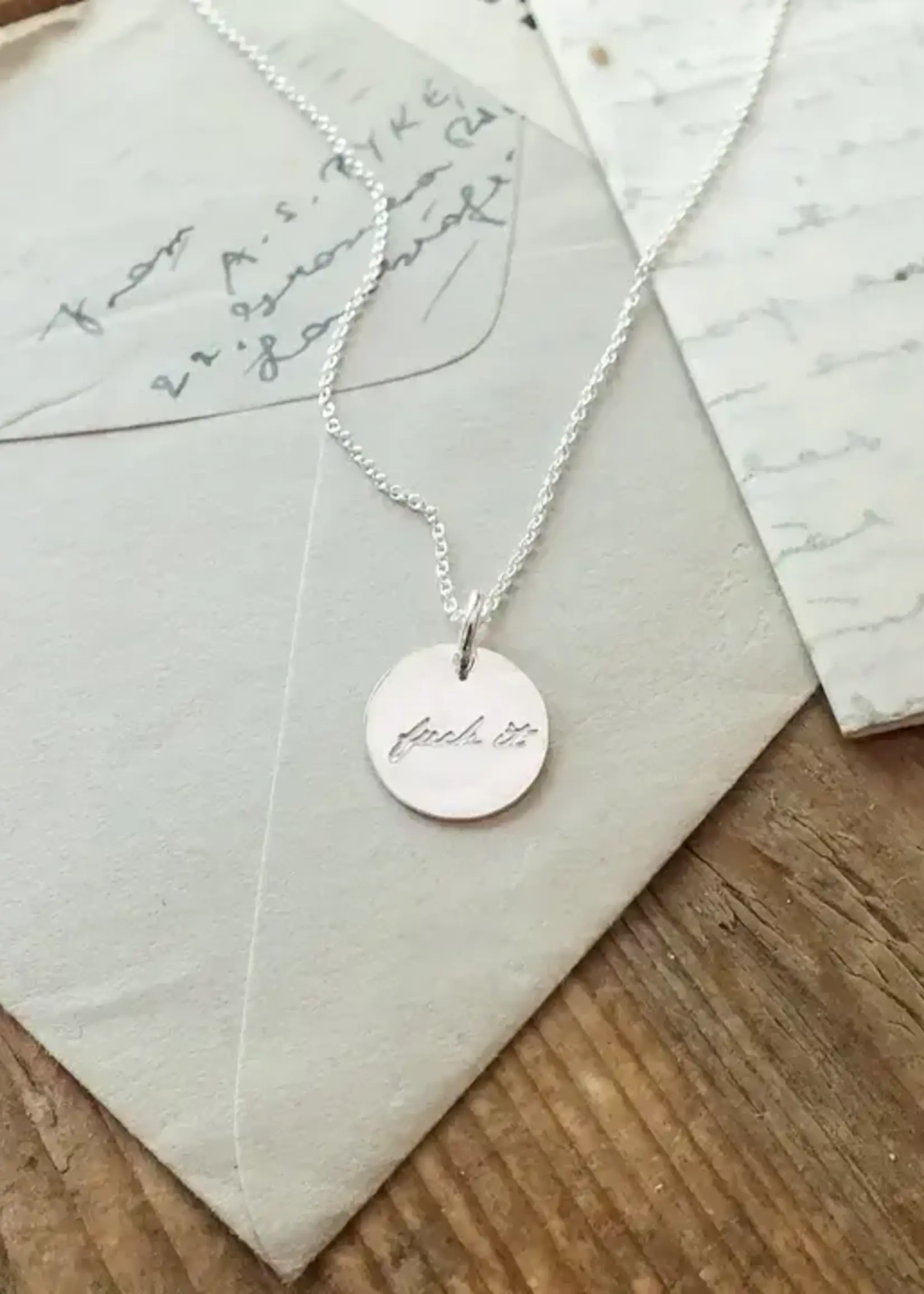 BECOMING JEWELRY Fuck it Necklace, Sterling Silver 18"