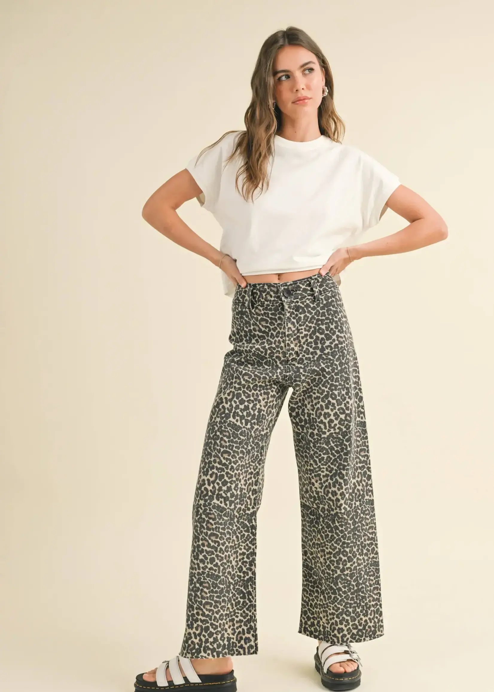 MIOU MUSE Leopard Print Denim