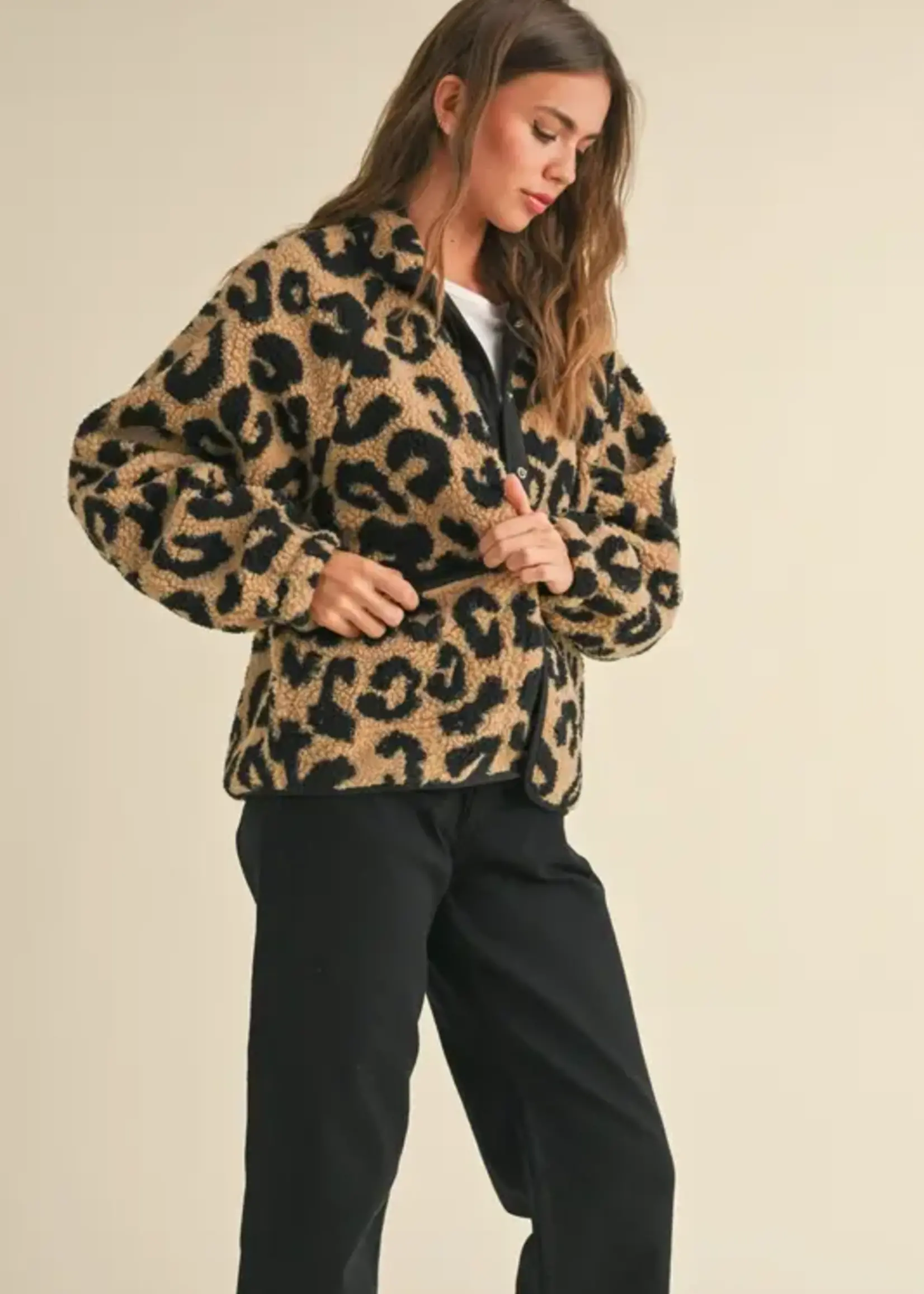 MIOU MUSE Leopard Sherpa Fleece