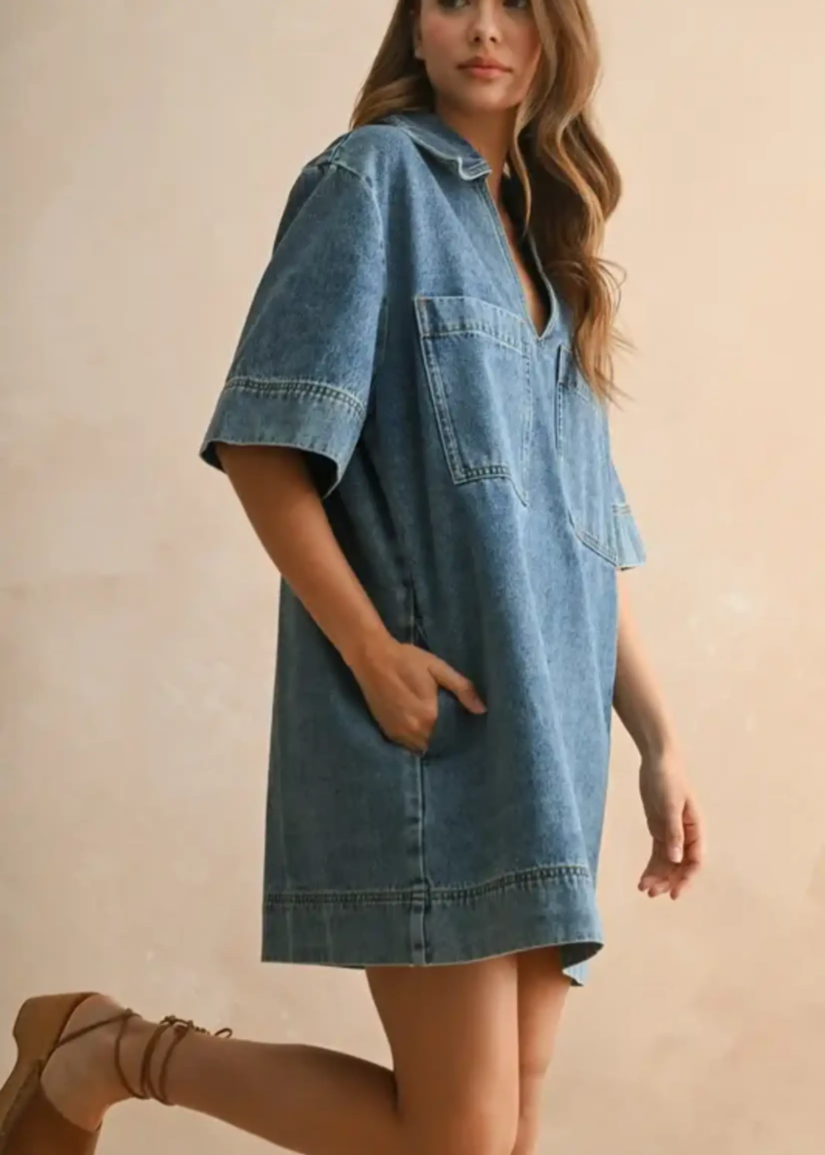 MIOU MUSE Denim Tunic Dress