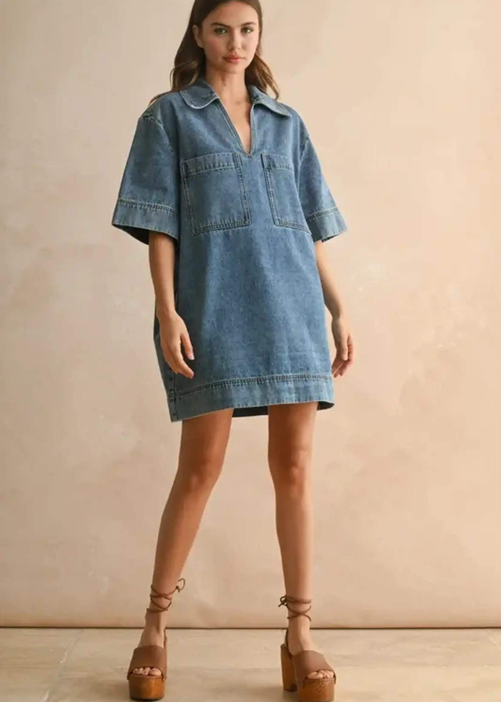 MIOU MUSE Denim Tunic Dress