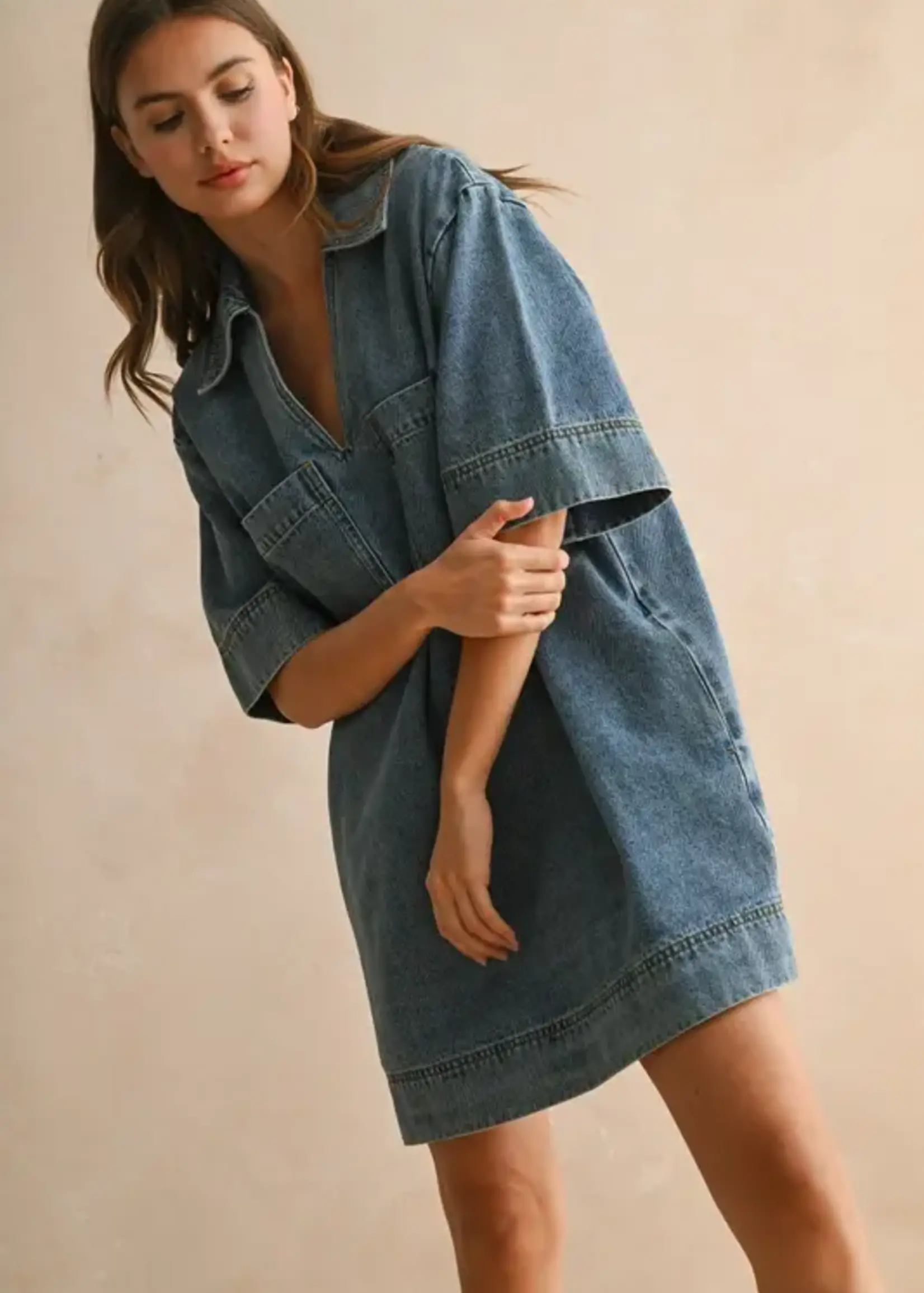 MIOU MUSE Denim Tunic Dress