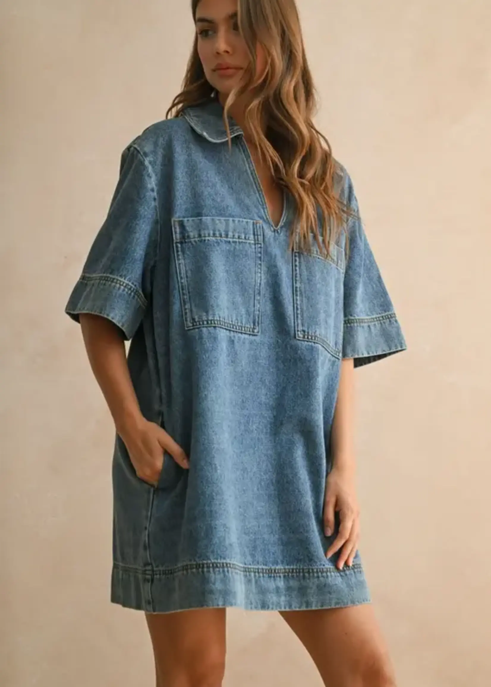 MIOU MUSE Denim Tunic Dress