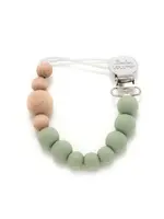 LOULOU LOLLIPOP Colour Block Silicone & Wood Pacifier Clip -  SAGE GREEN