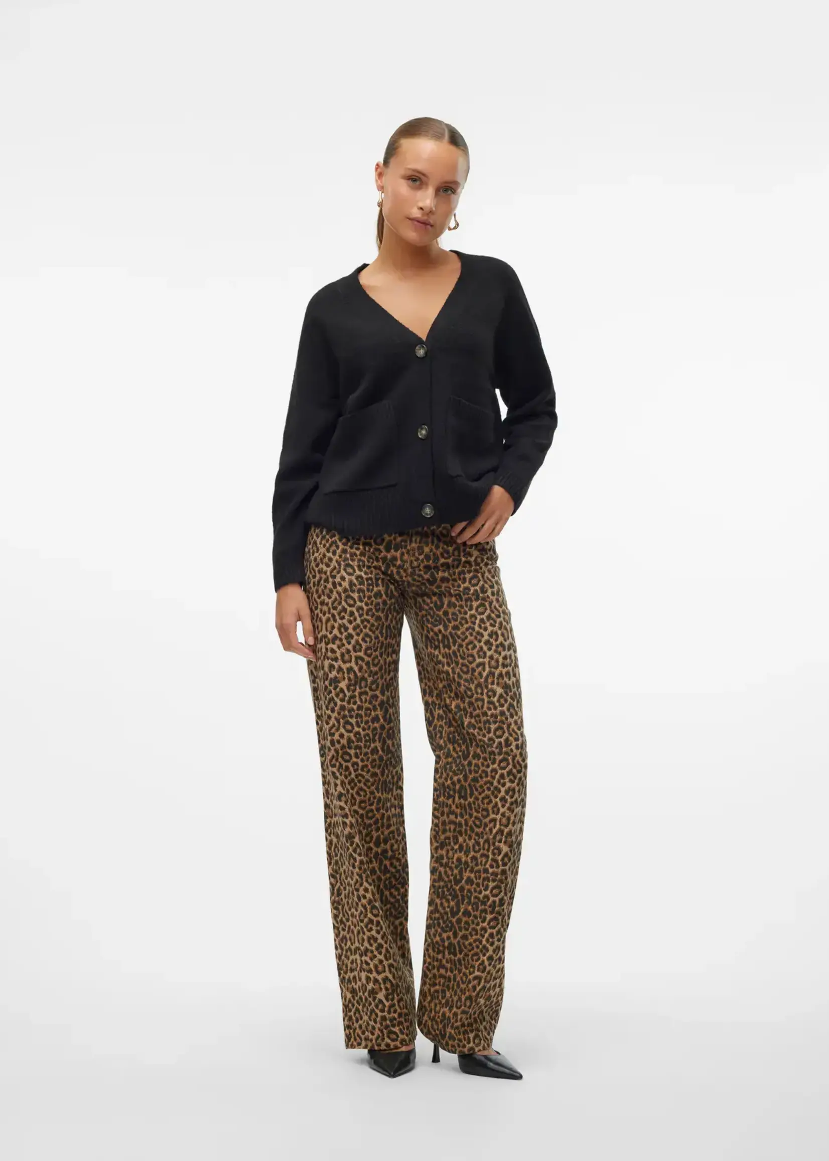 VERO MODA VMBOOM LS V-NECK BUTTON CARDIGAN