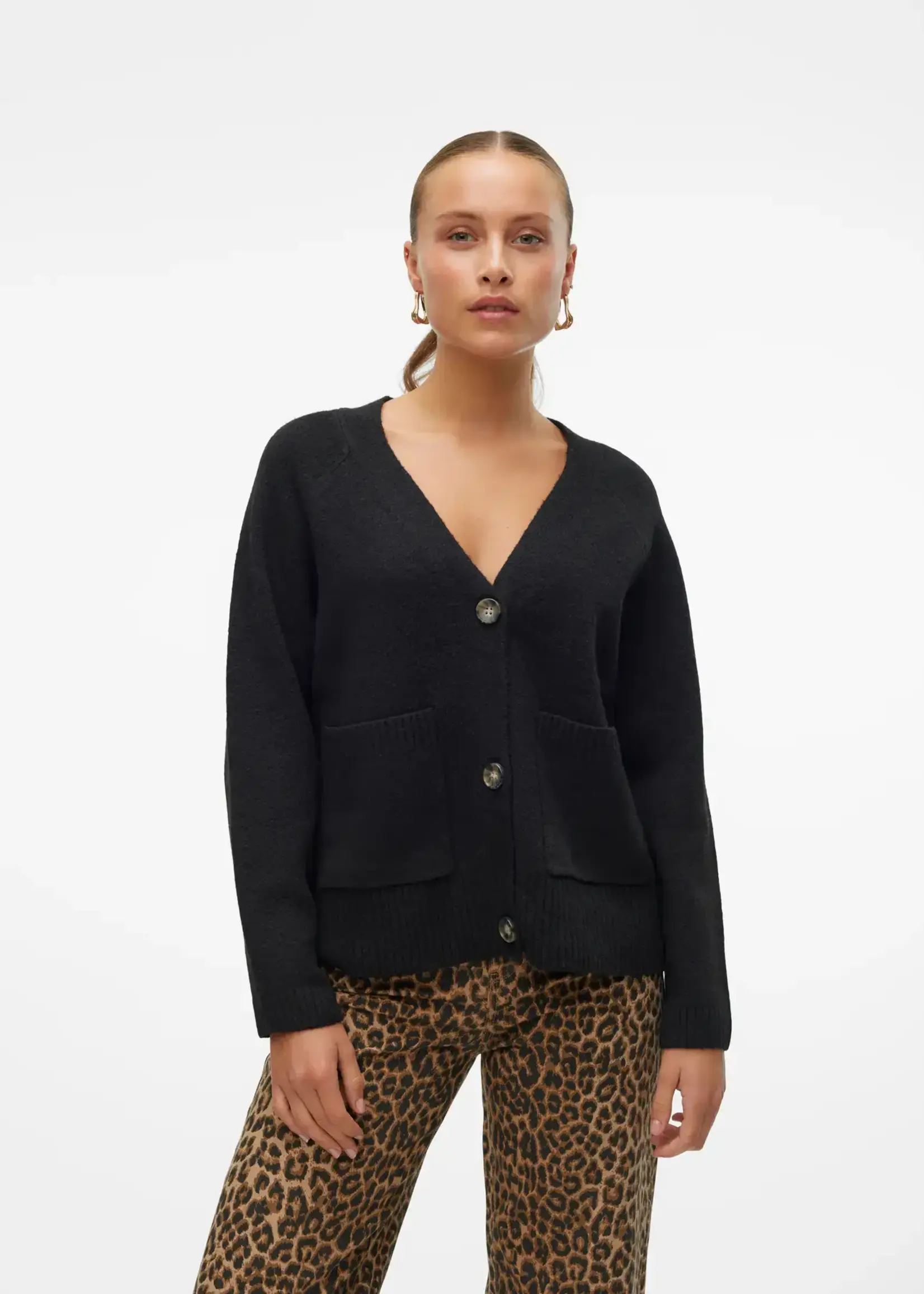 VERO MODA VMBOOM LS V-NECK BUTTON CARDIGAN