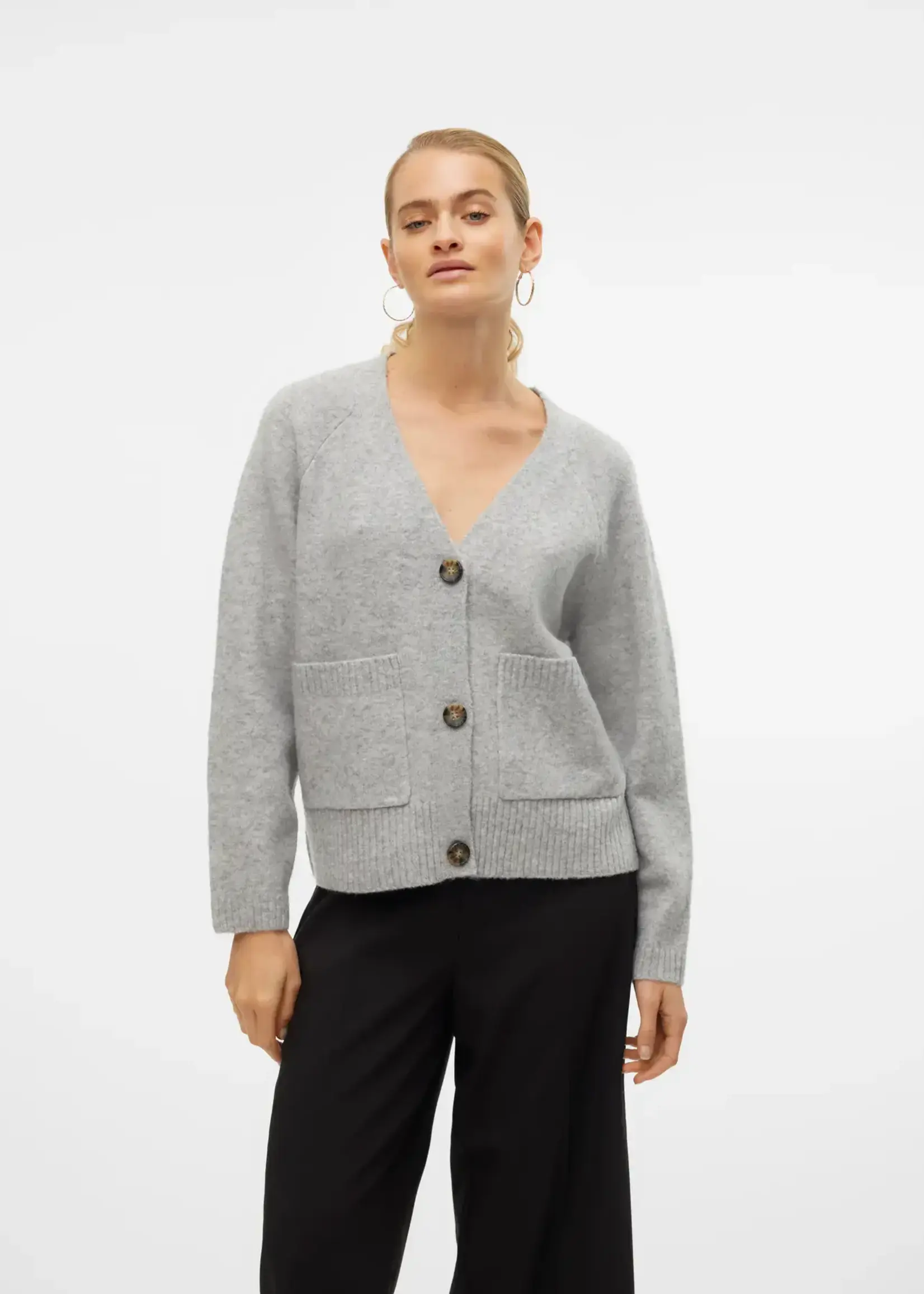 VERO MODA VMBOOM LS V-NECK BUTTON CARDIGAN