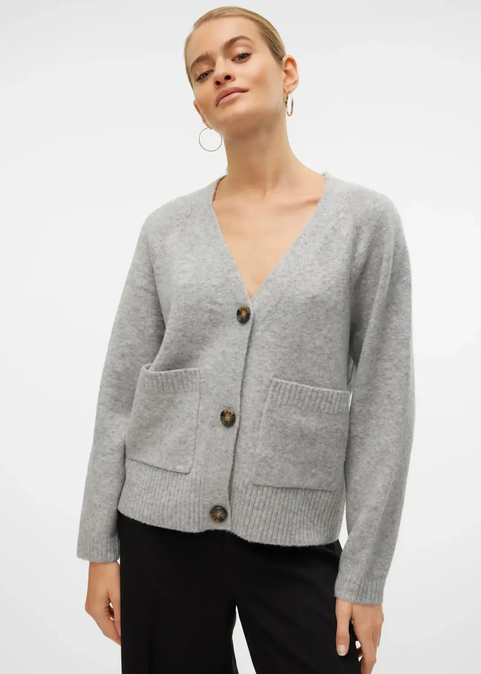 VERO MODA VMBOOM LS V-NECK BUTTON CARDIGAN