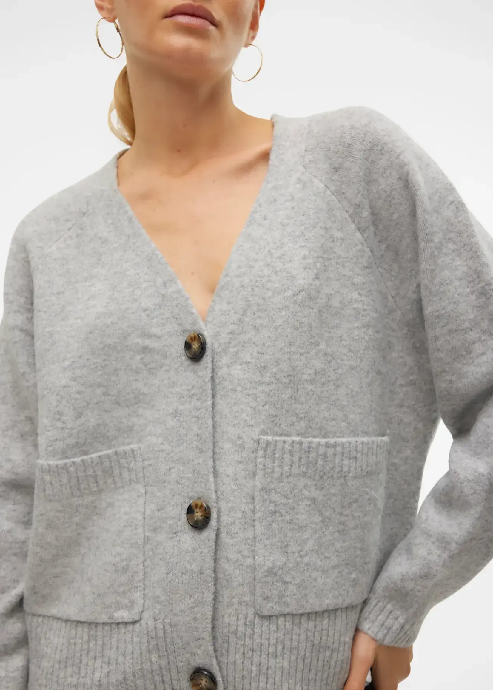 VERO MODA VMBOOM LS V-NECK BUTTON CARDIGAN