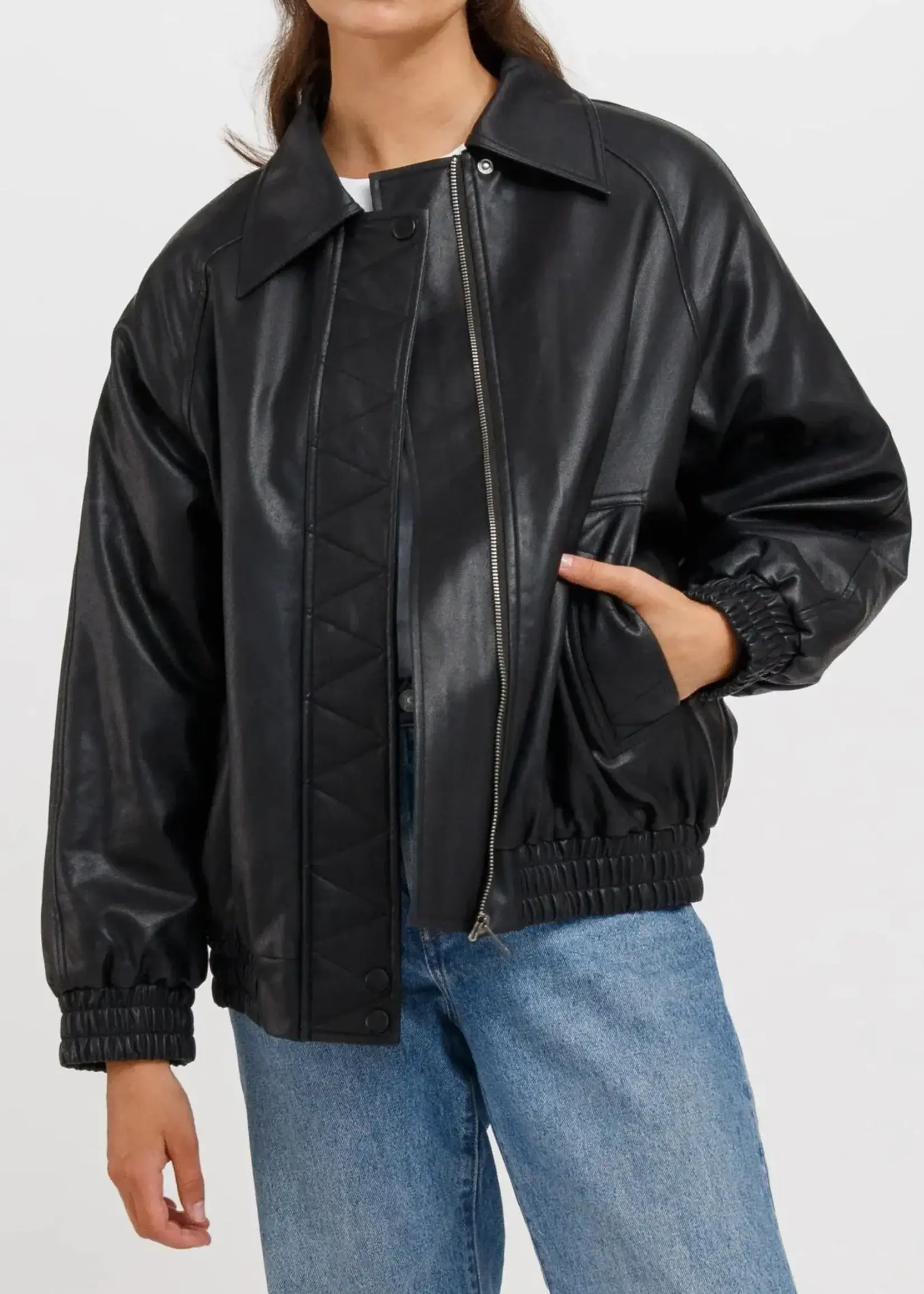 BRUNETTE  the label Christine Vegan Leather Bomber