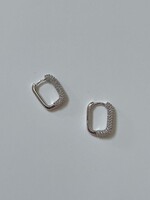 NAMASTE JEWELRY Rectangle Stone Earrings - Silver with White Stone