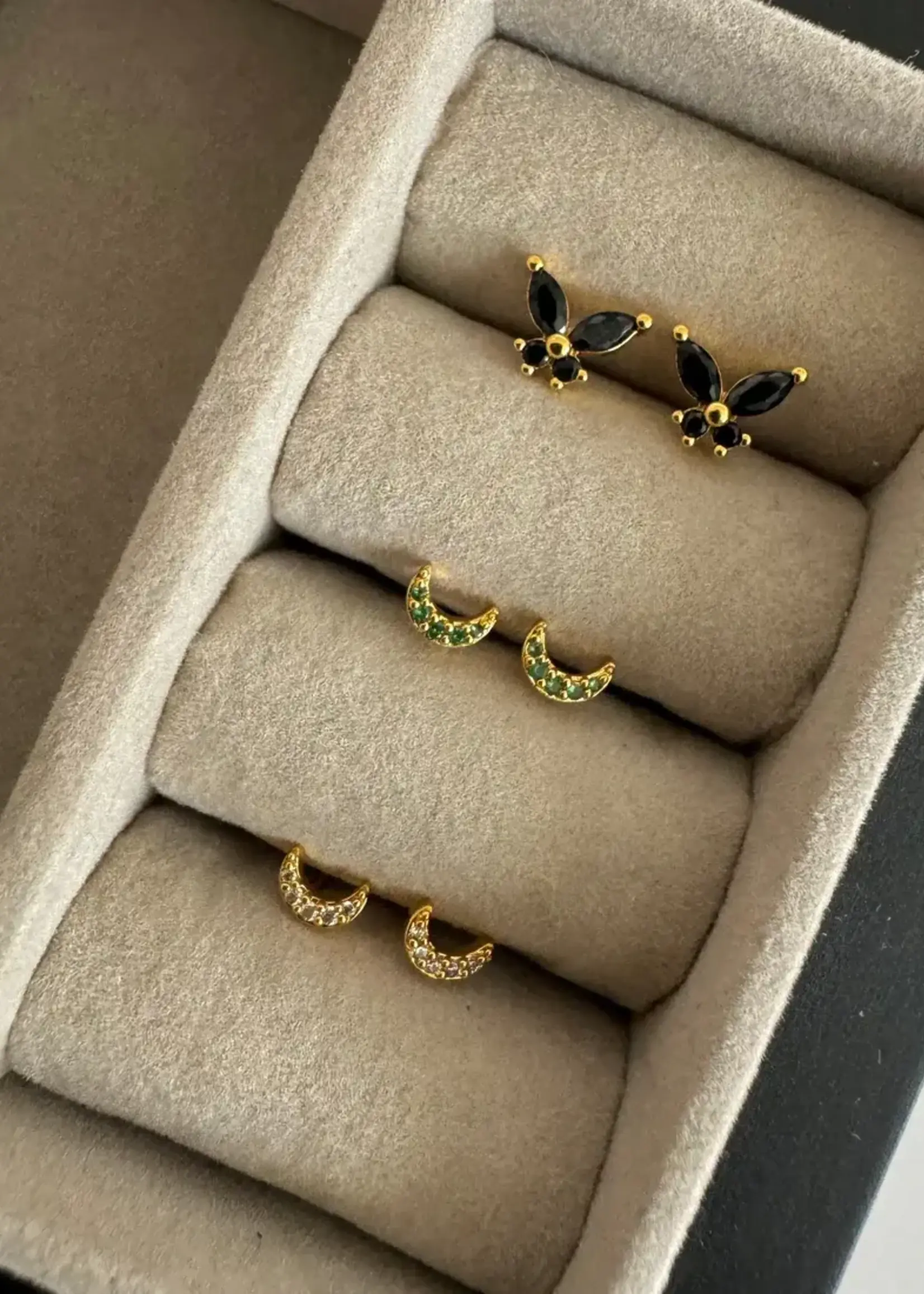 NAMASTE JEWELRY Selene Studs, White Zirconia