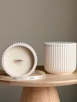 ESTELLE Studio SKYLER- Handmade Ribbed Jar Soy Candle | Wood Wick
