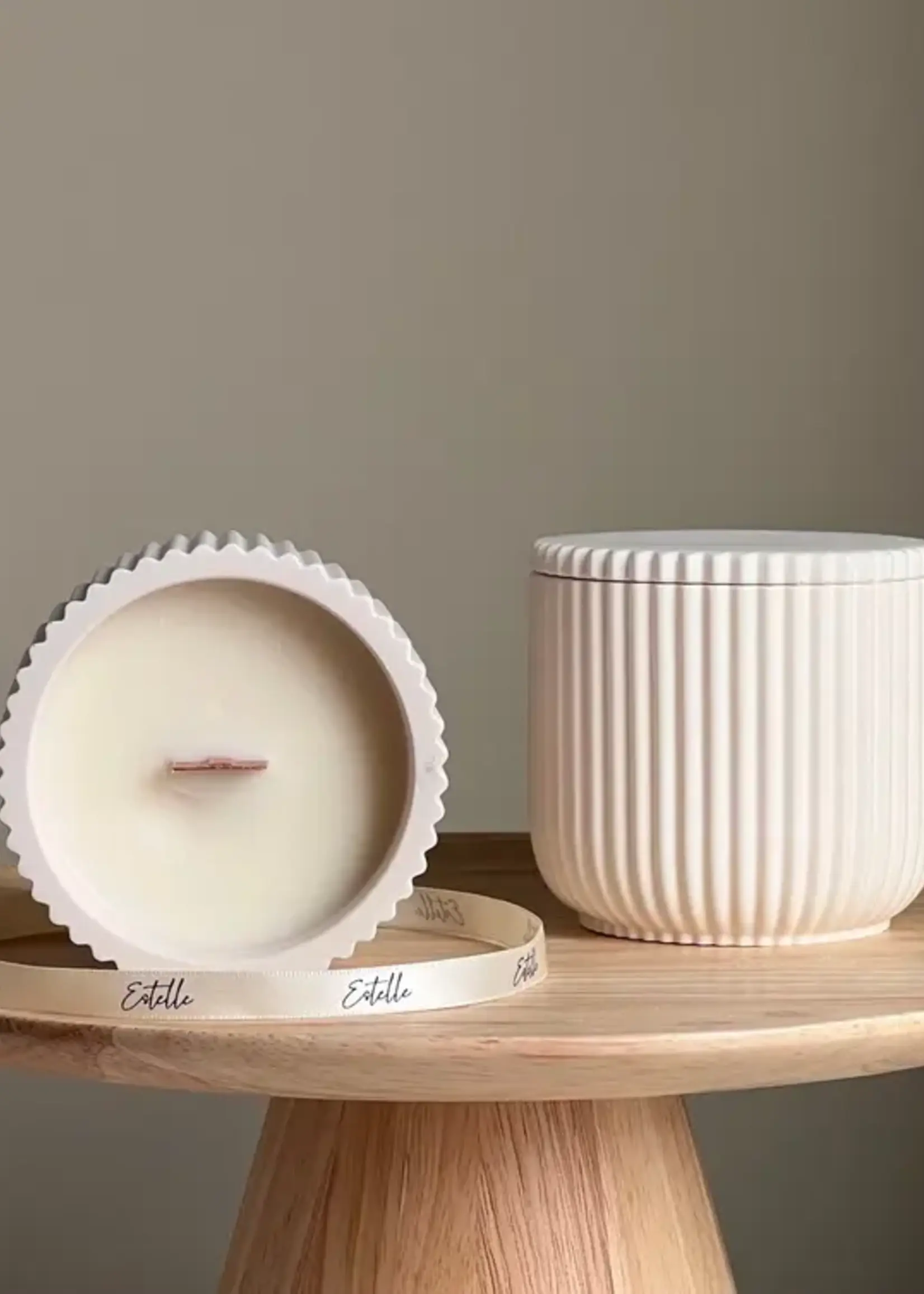 ESTELLE Studio SKYLER- Handmade Ribbed Jar Soy Candle | Wood Wick