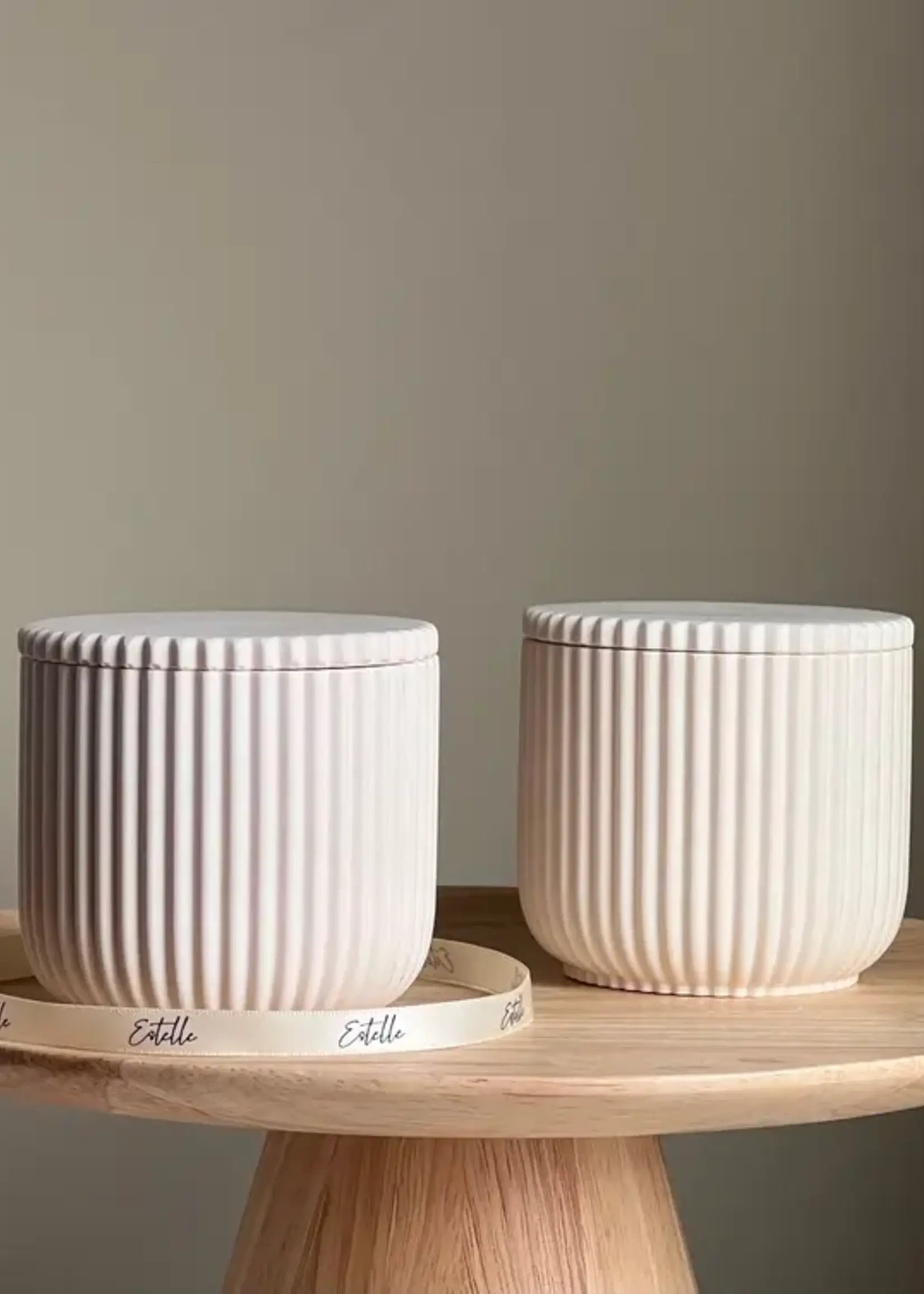 ESTELLE Studio SKYLER- Handmade Ribbed Jar Soy Candle | Wood Wick