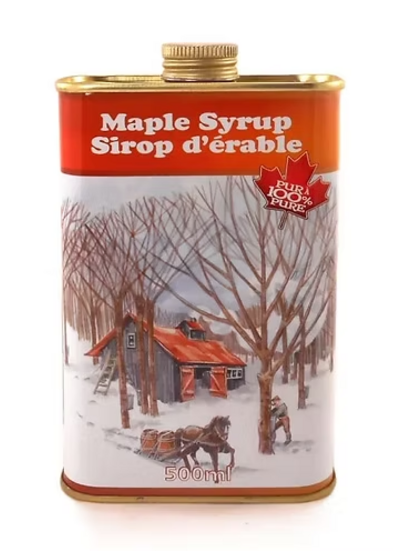 VOISIN'S MAPLE PRODUCTS Amber Rich Maple Syrup Flask Tin