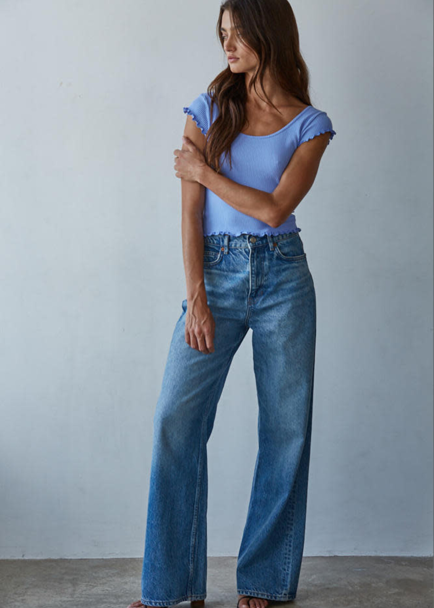 BY TOGETHER MERROW EDGE RIBBED CROP TOP