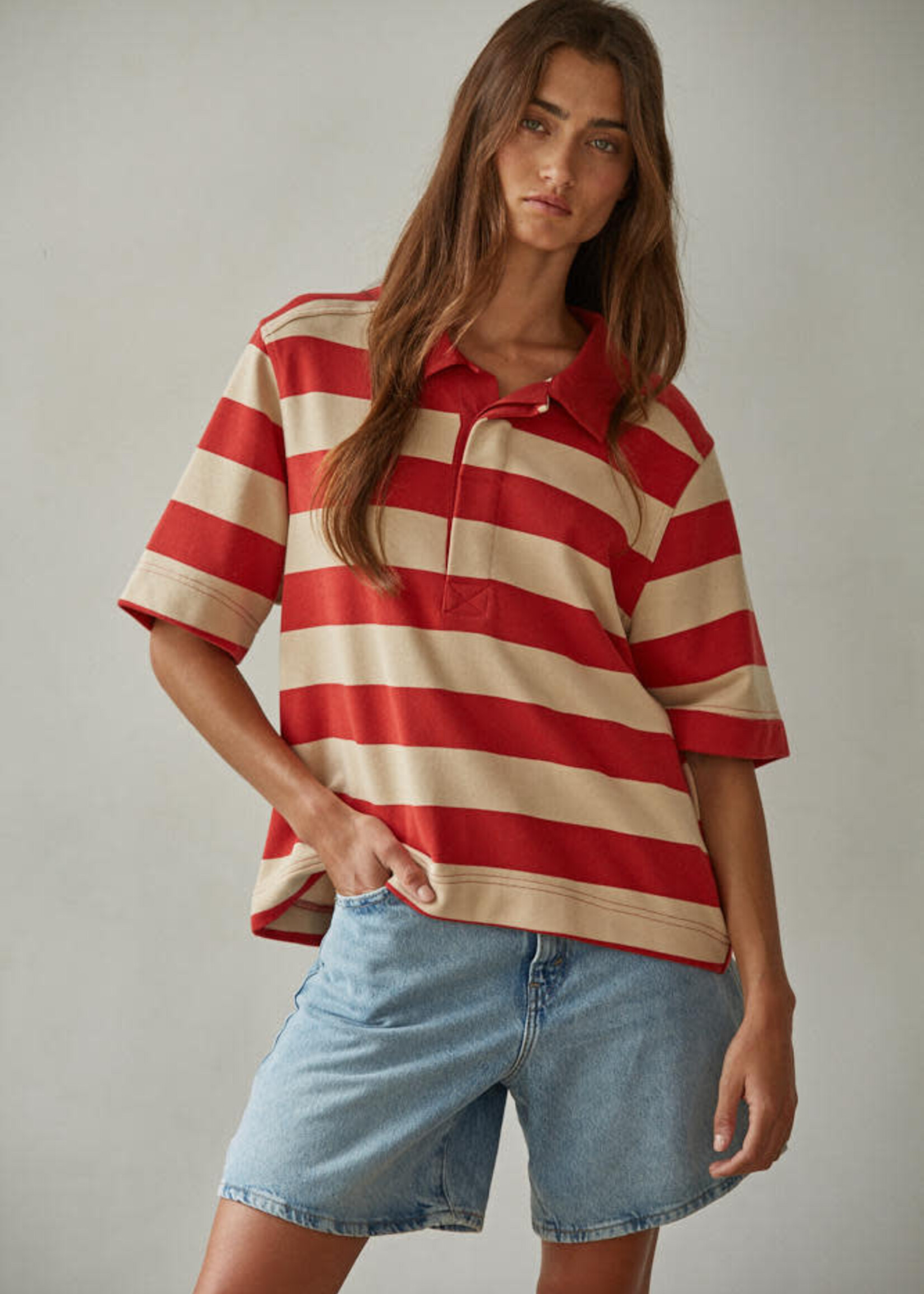 BY TOGETHER STRIPED RUGBY POLO
