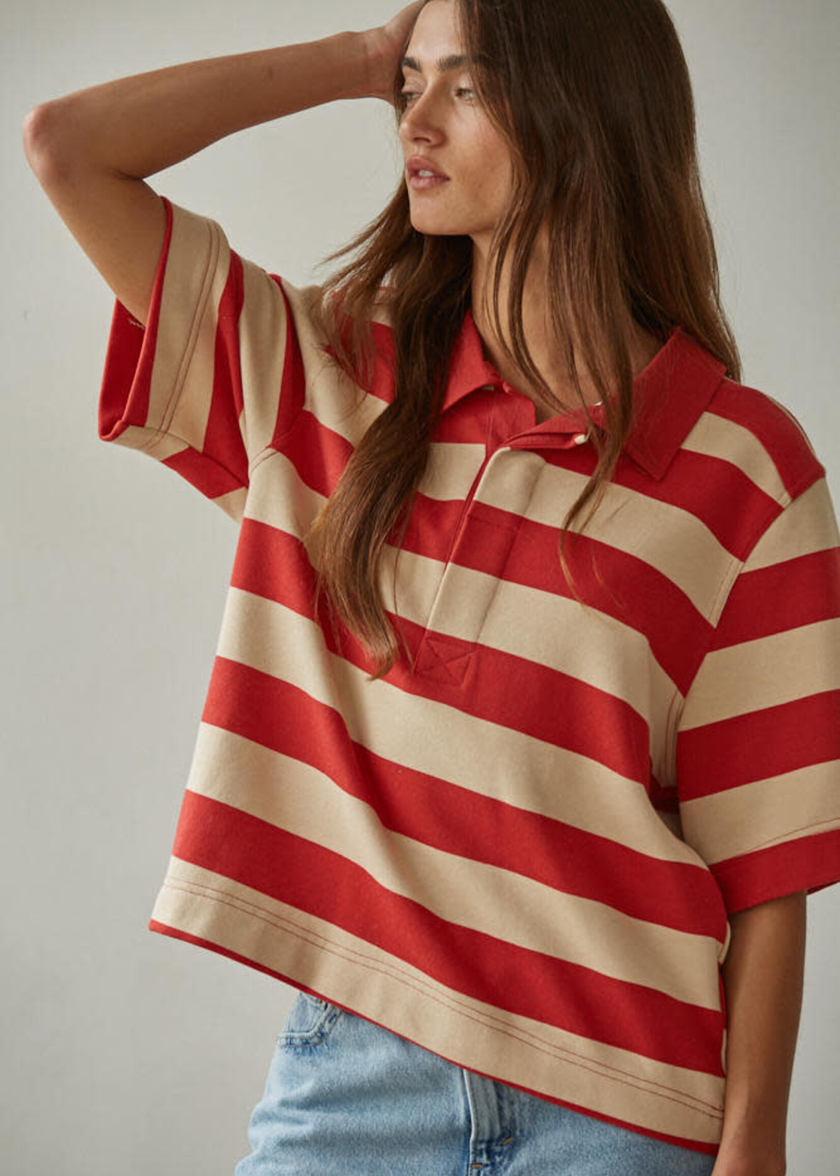 BY TOGETHER STRIPED RUGBY POLO