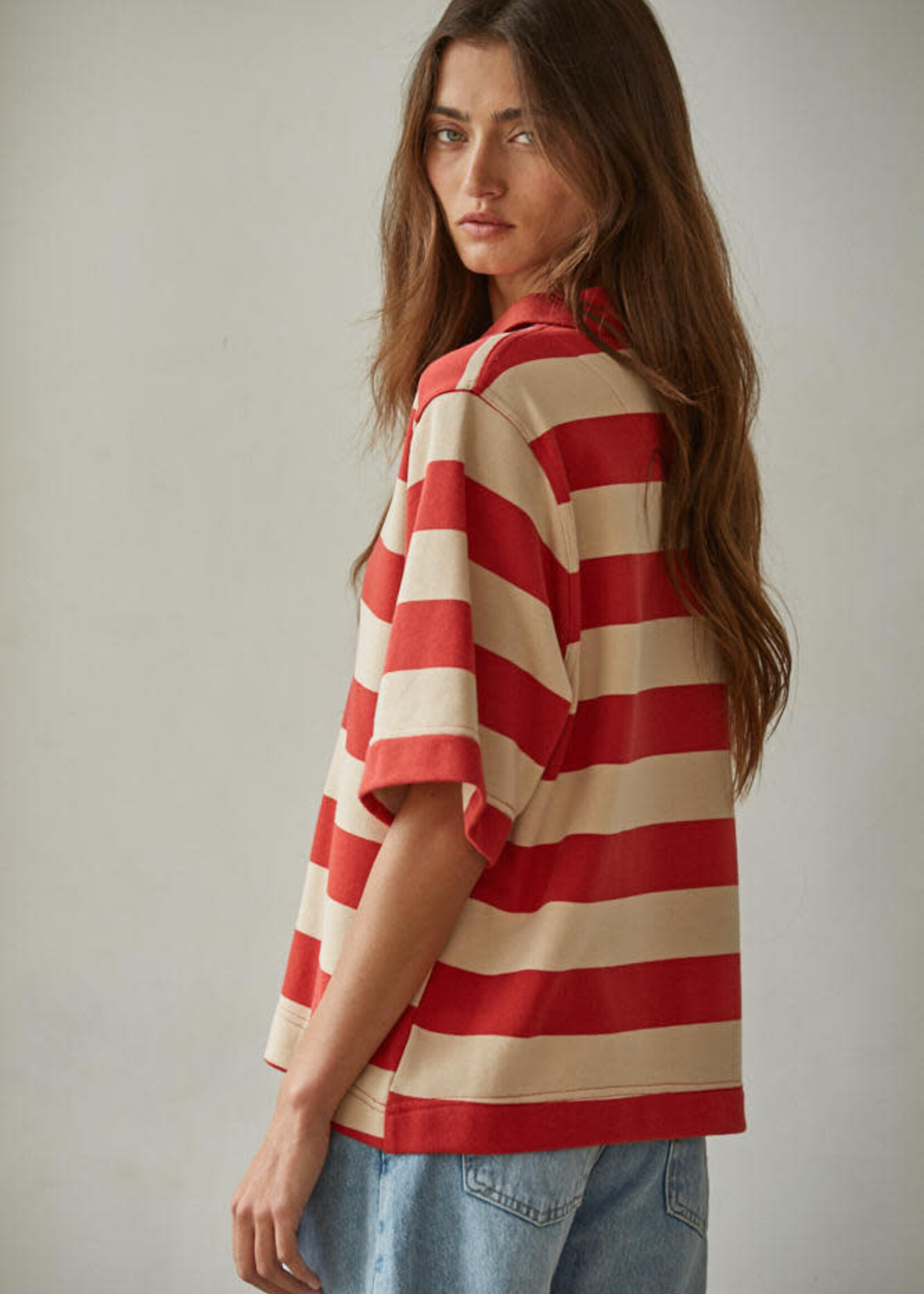 BY TOGETHER STRIPED RUGBY POLO