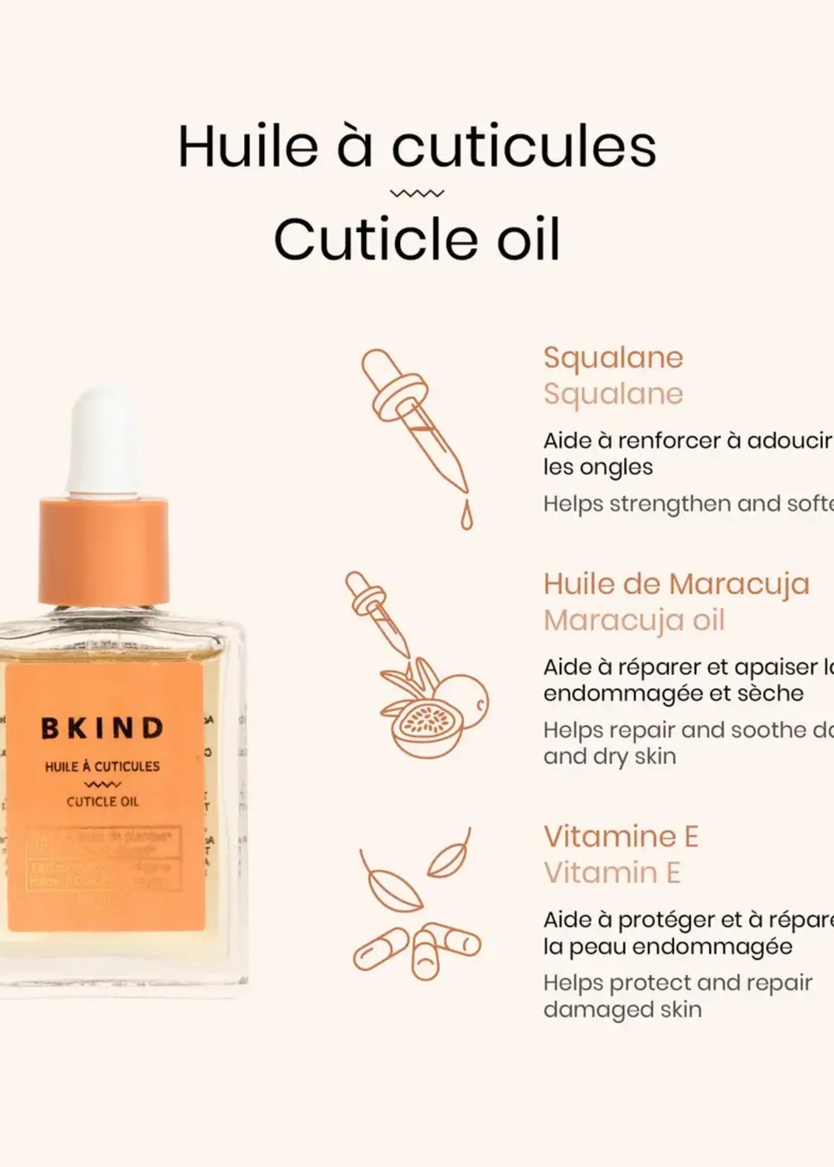 BKIND Cuticle Oil With Vitamin E and Squalane