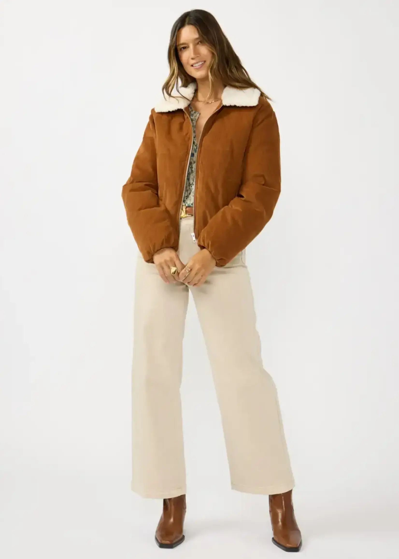 LeBLANC finds Corduroy Puffer Jacket with Sherpa Collar