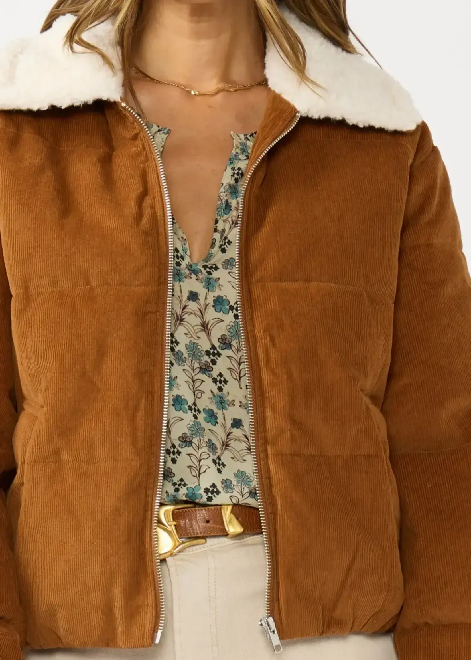LeBLANC finds Corduroy Puffer Jacket with Sherpa Collar